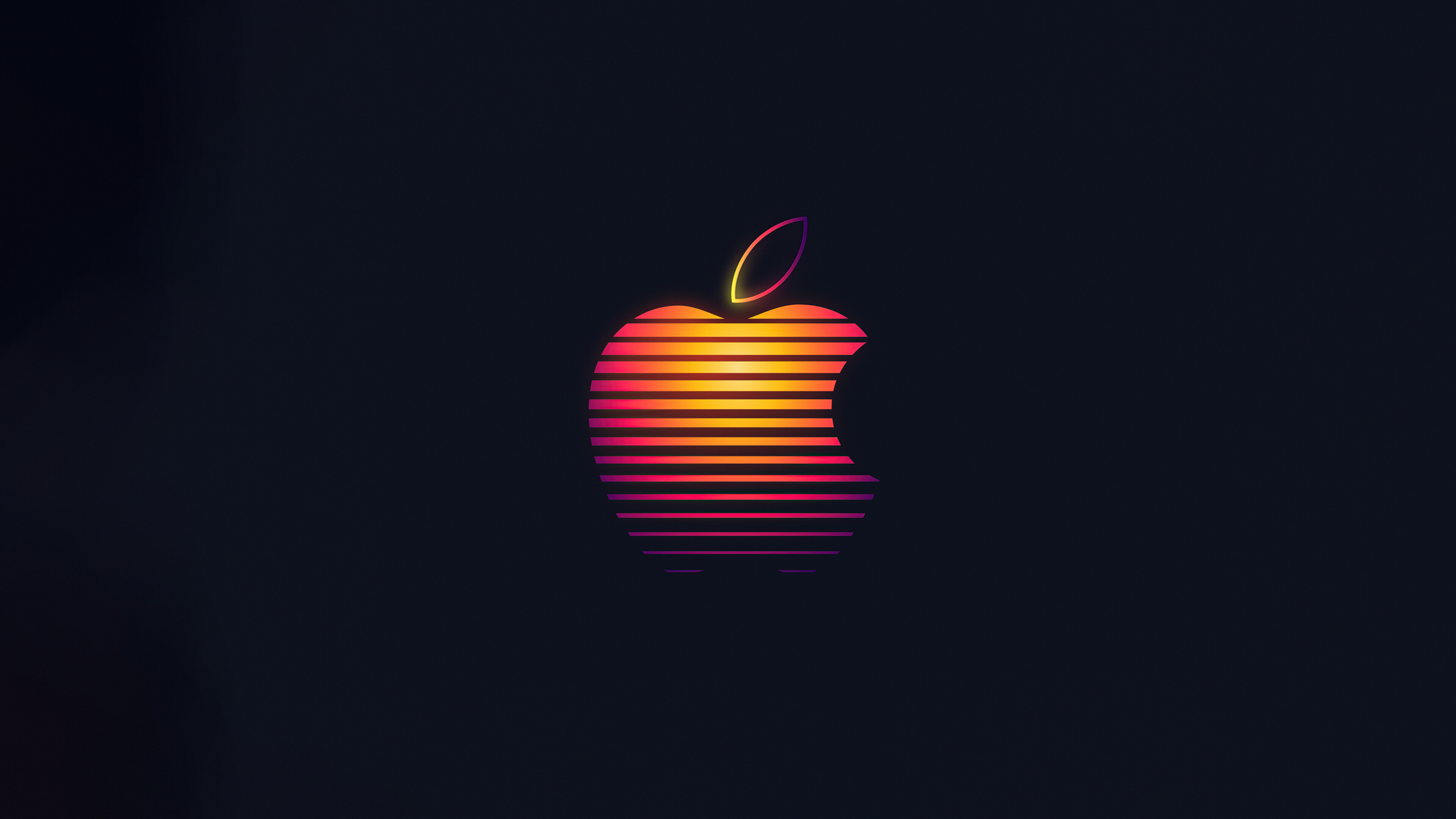 Apple Logo: The largest technology company, Glowing logotype. 3840x2160 4K Background.