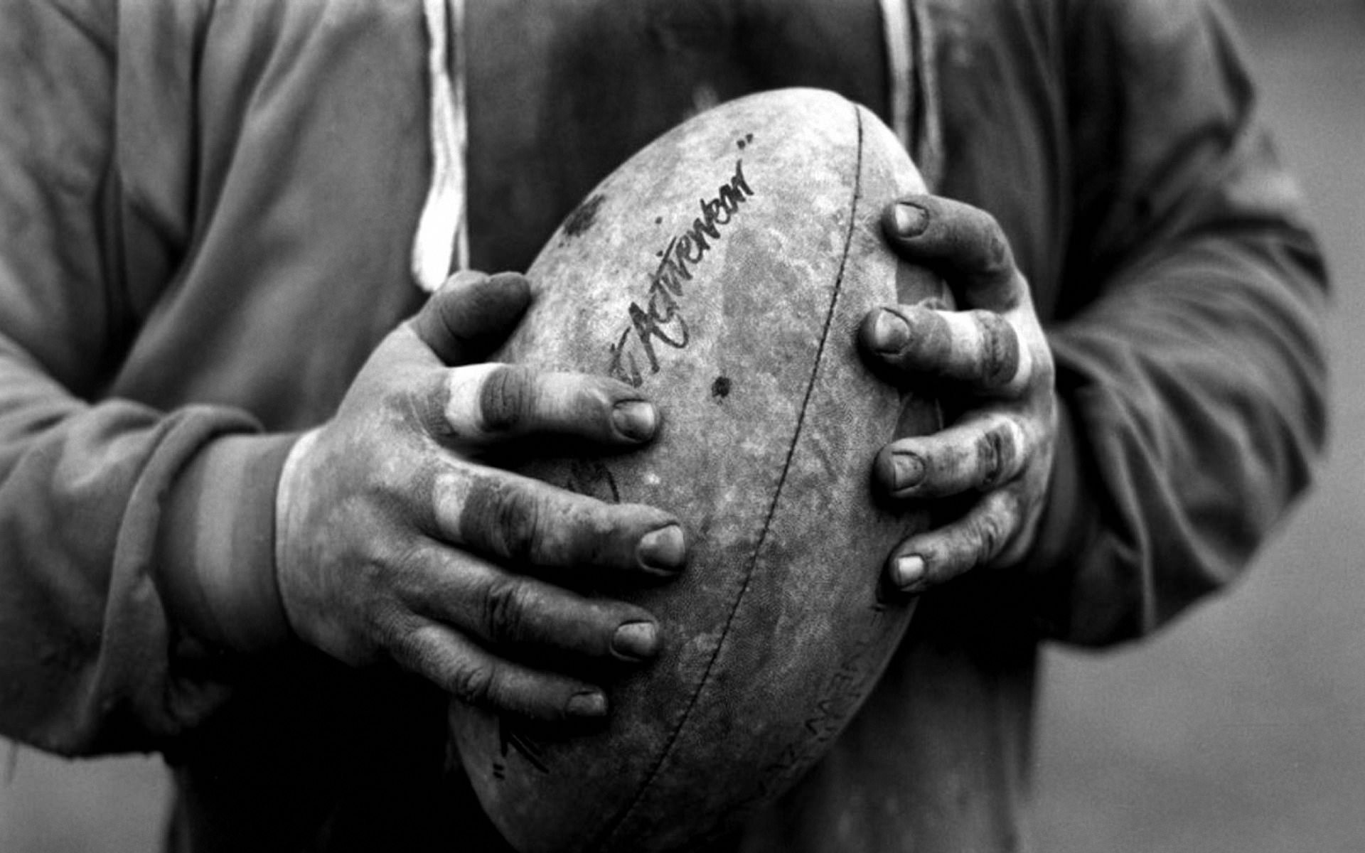 Rugby League: Monochrome ball for a competitive close-contact team sports discipline. 1920x1200 HD Background.