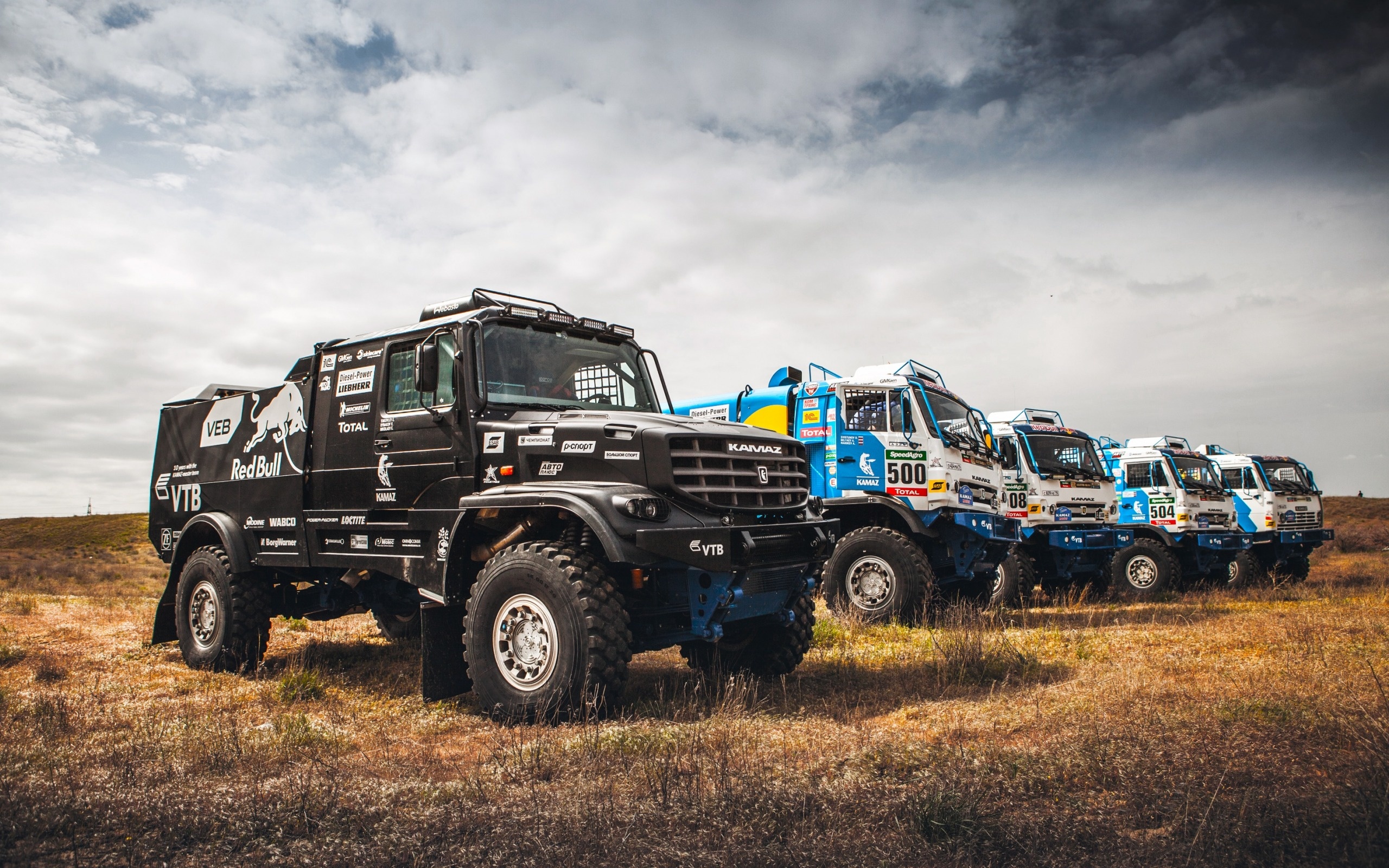 Rally Raid: Kamaz-43509, RedBull, Kamaz Multi-Class Team, Dakar, Sport Utility Vehicle, Liebherr Manufacturing Company. 2560x1600 HD Background.