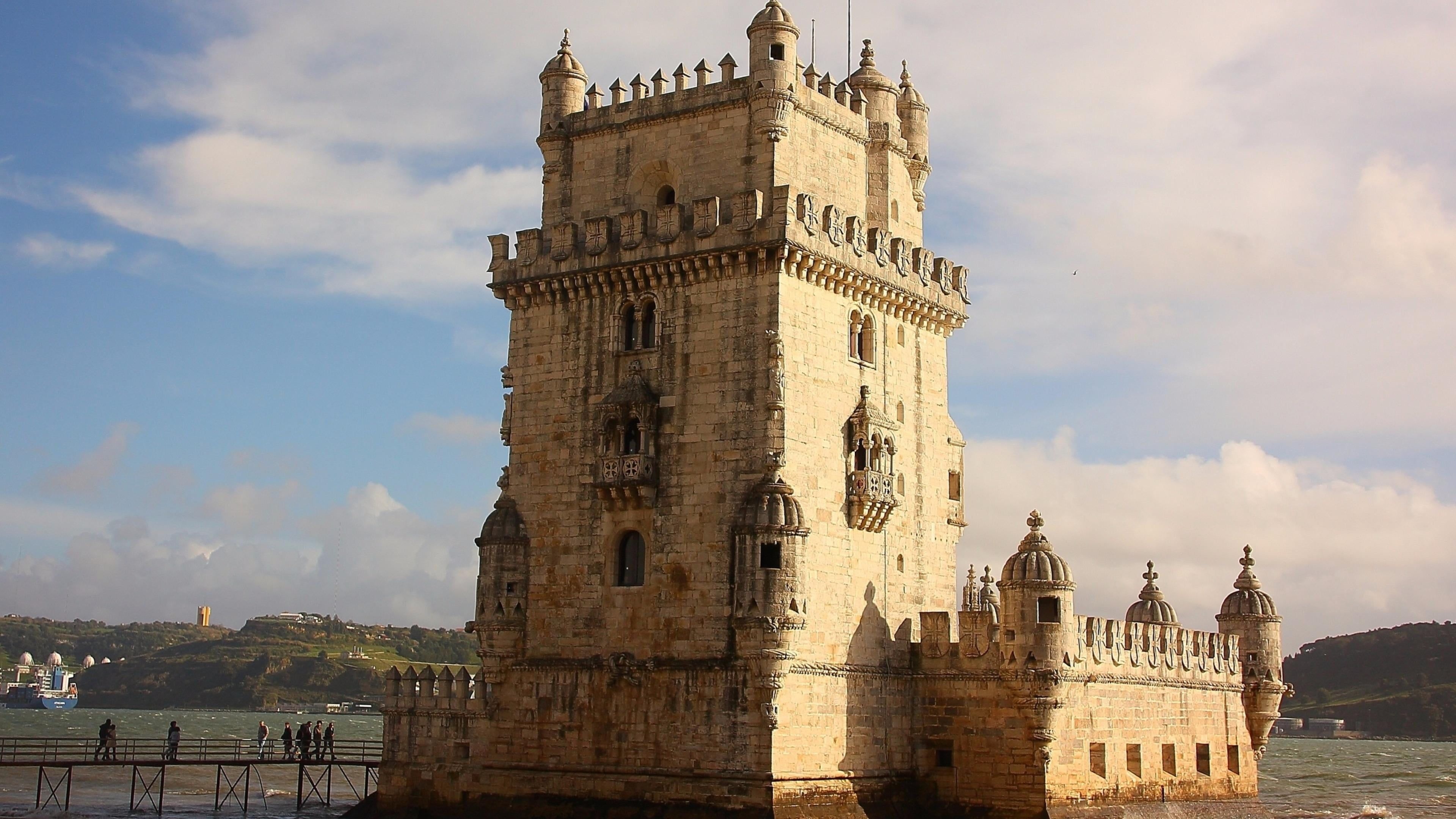 Belem Tower, Ancient palace, Historical wallpapers, Portugal, 3840x2160 4K Desktop