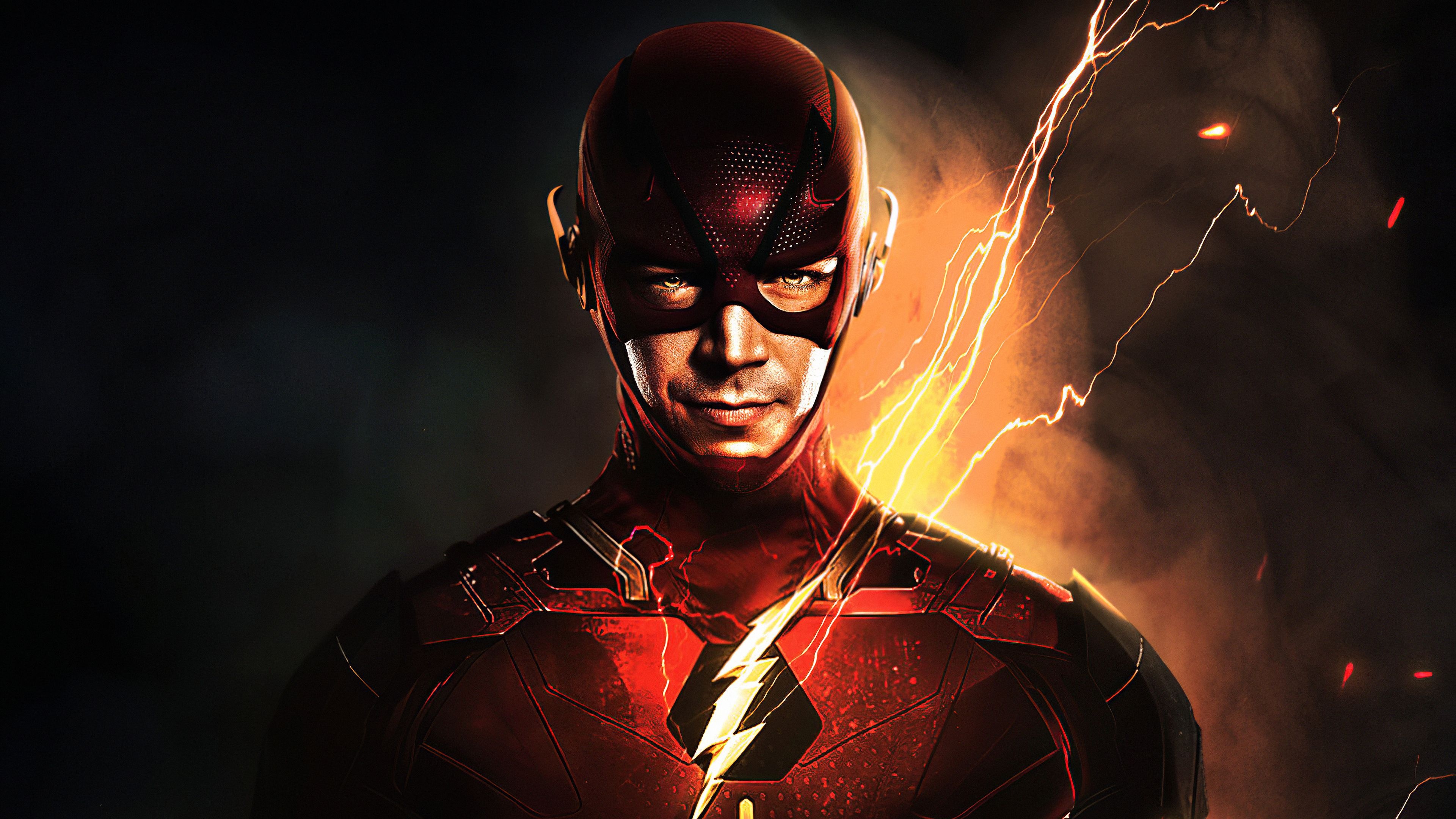 Grant Gustin: Flash, Barry Allen, Superheroes, Digital art, An American superhero television series. 3840x2160 4K Wallpaper.