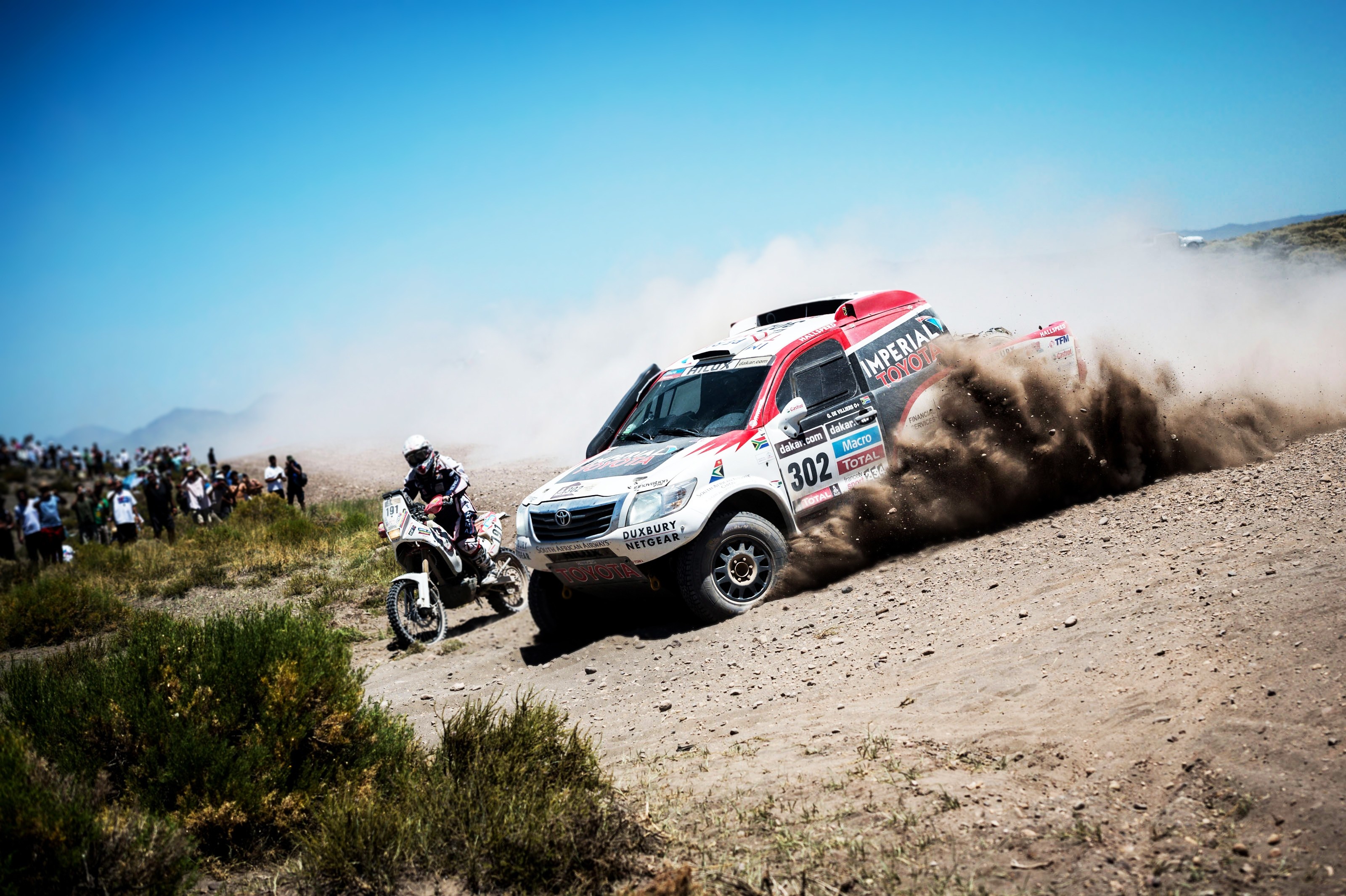 Rally Raid: Toyota, Motorsport, World Rally Championship, Off-Roading, Dirt Race, Hilux, Harsh Desert Conditions. 3200x2130 HD Wallpaper.
