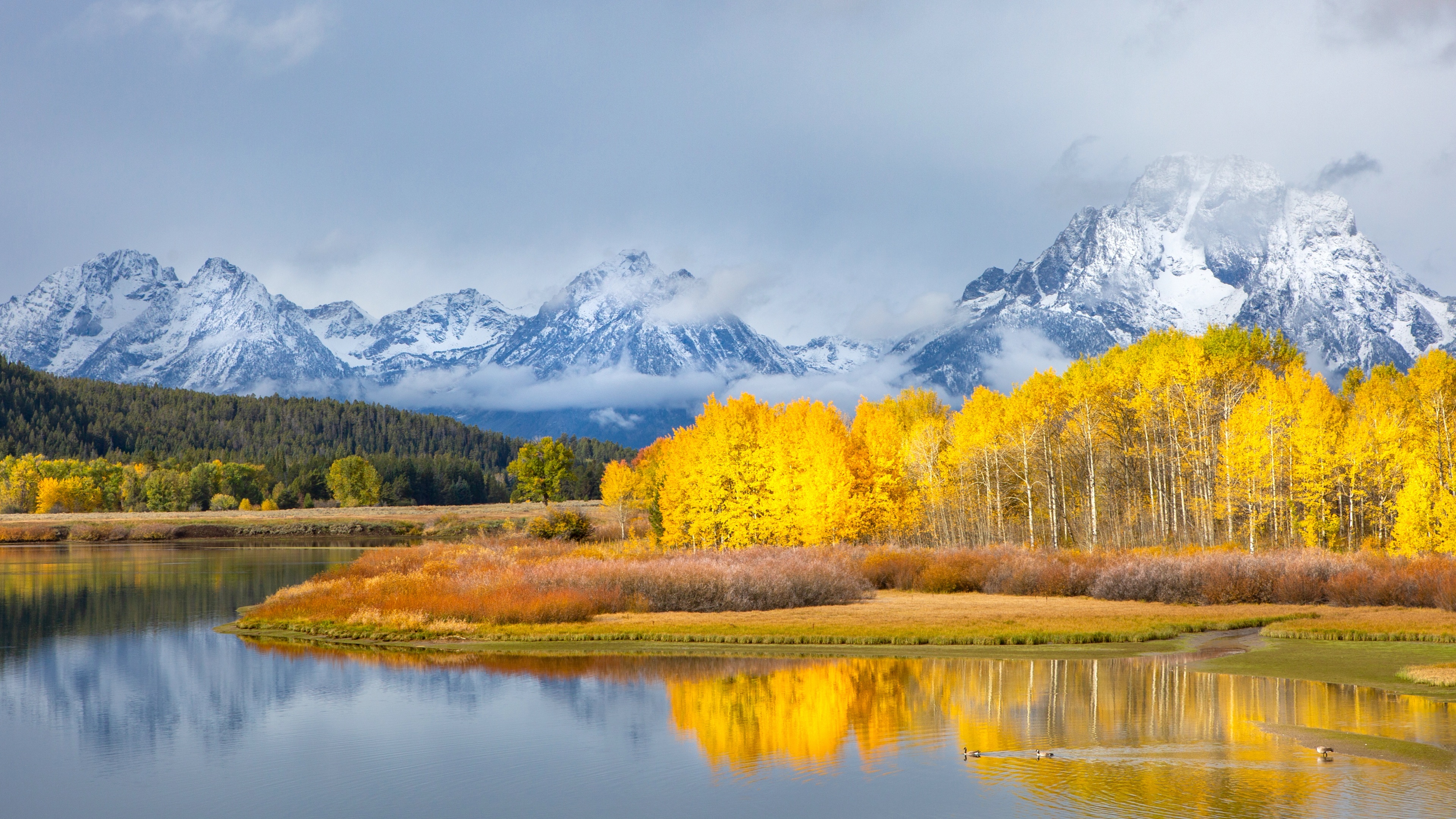 Grand Teton National Park, 4K wallpaper, Mountain landscape, Autumn colors, 3840x2160 4K Desktop