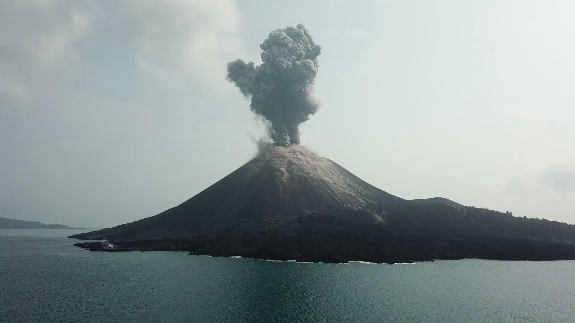 Anak Krakatau eruption, Aerial footage, Volcanic power, Spectacular explosion, 1920x1080 Full HD Desktop