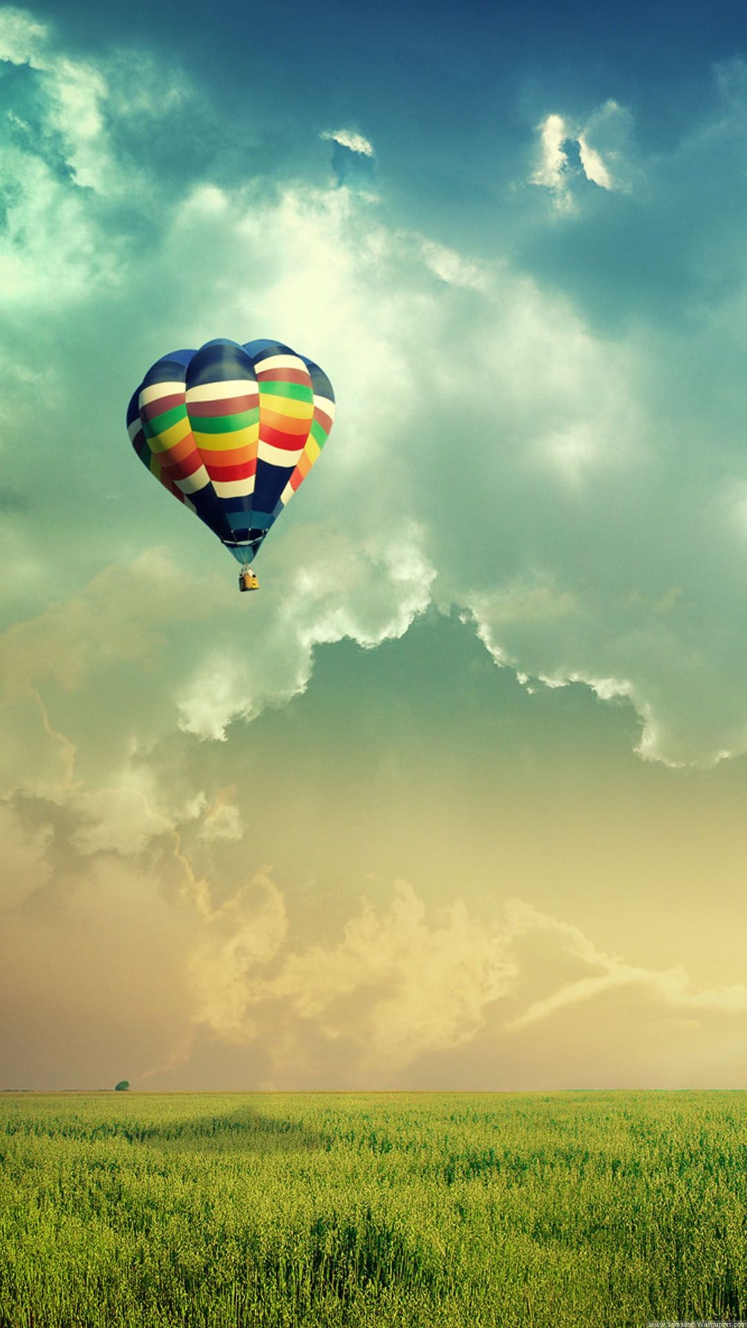 Air Sports: Air balloon Landscape. 1080x1920 Full HD Wallpaper.
