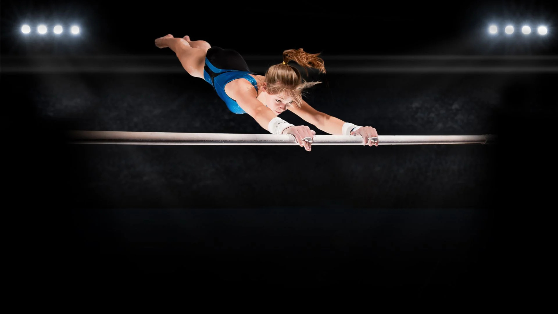 Horizontal Bar: Physical Exercises, Dedication and Endurance, Women's Championship, Competitive Sports, Female gymnast. 1920x1080 Full HD Wallpaper.