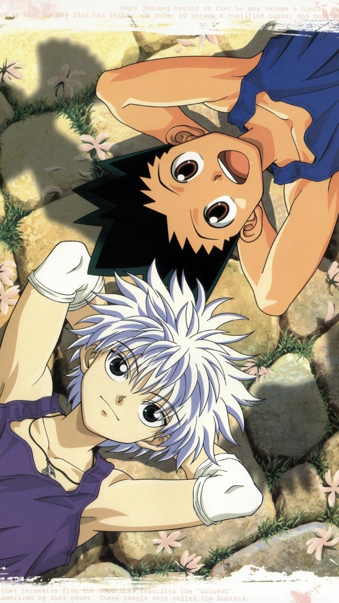 Gon and Killua: The protagonist of the anime Hunter × Hunter, The son of the famous hunter, Ging Freecss. 1080x1920 Full HD Wallpaper.