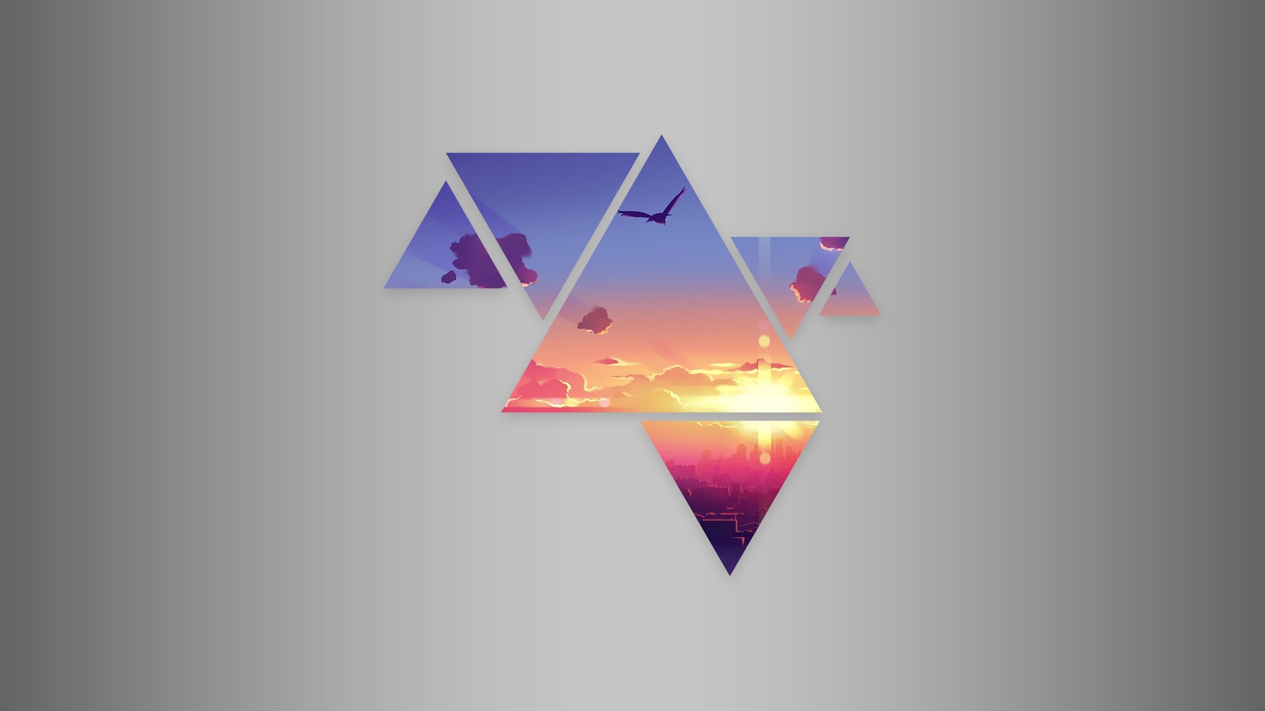 Graphic: Illustration, Abstract design, Equilateral triangles, Polyscape. 2560x1440 HD Wallpaper.