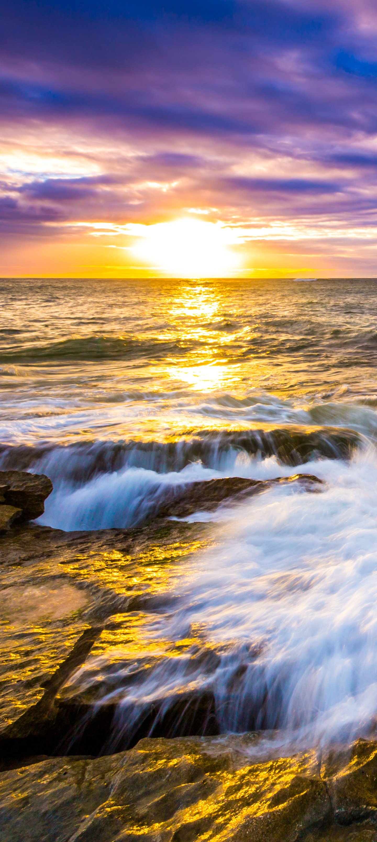 Hawaiian Sunset, Rocky sea view, 1440x3220 HD Phone