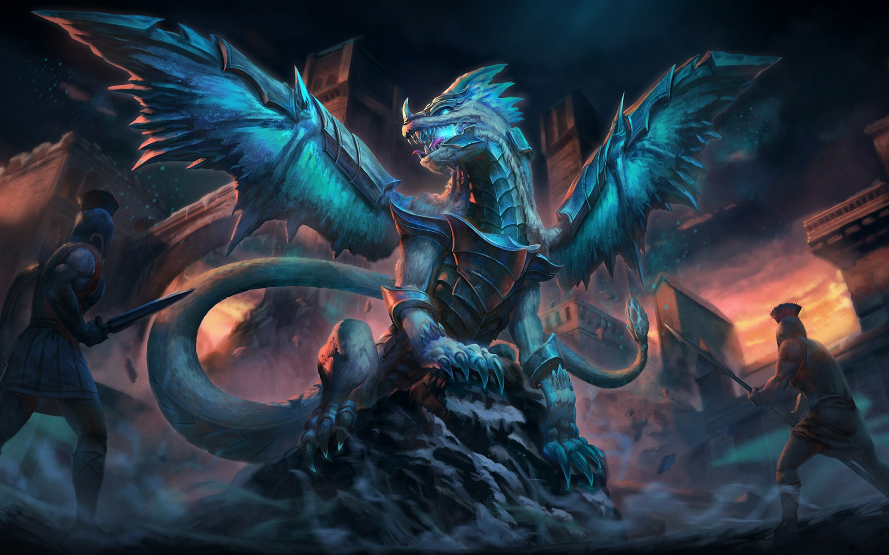 Dragon: A legendary creature made of ice and breathing cold instead of fire. 2880x1800 HD Background.