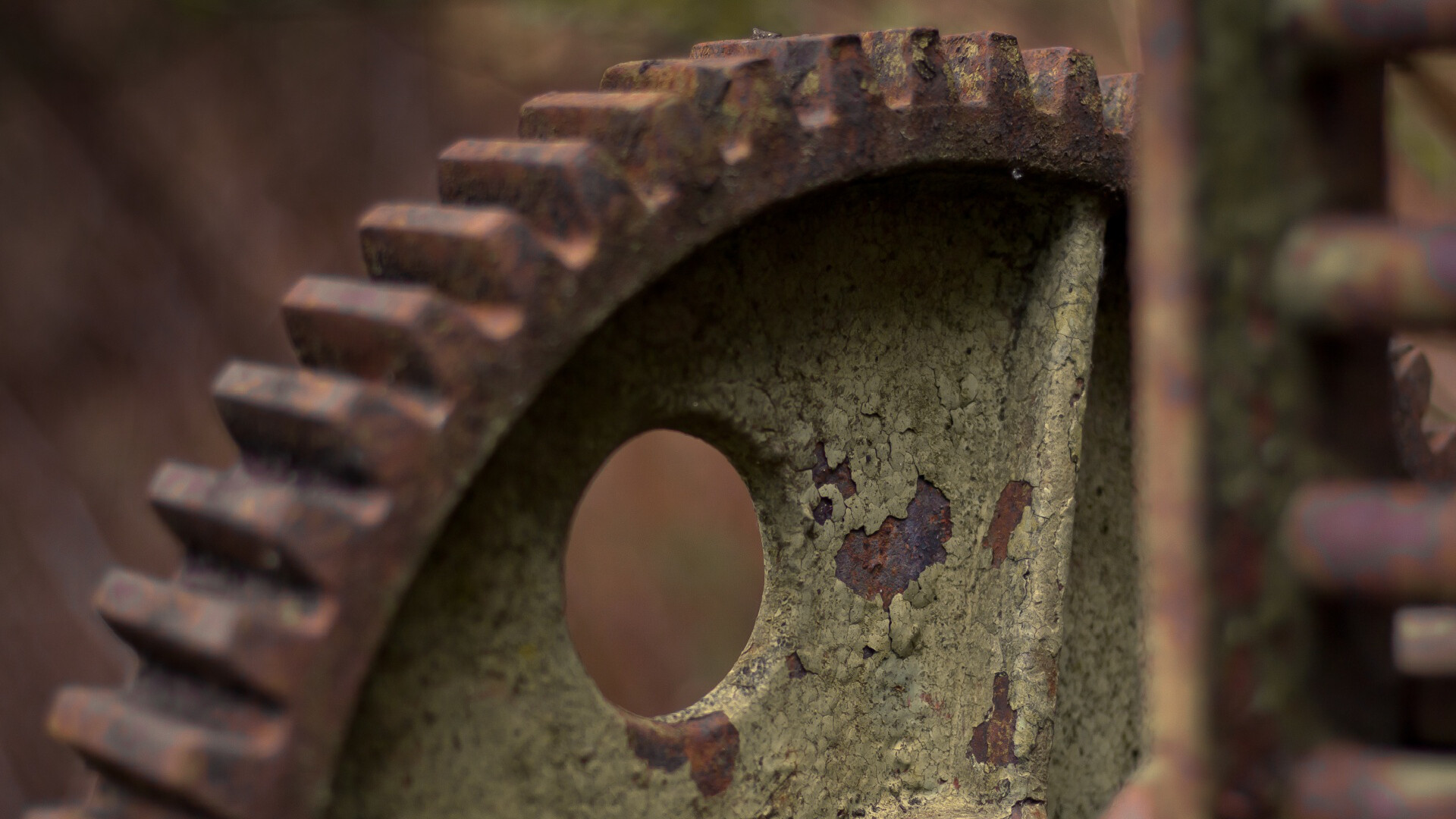 Gear: Old rusty mechanical system, A piece of machinery, A part of a machine. 1920x1080 Full HD Wallpaper.