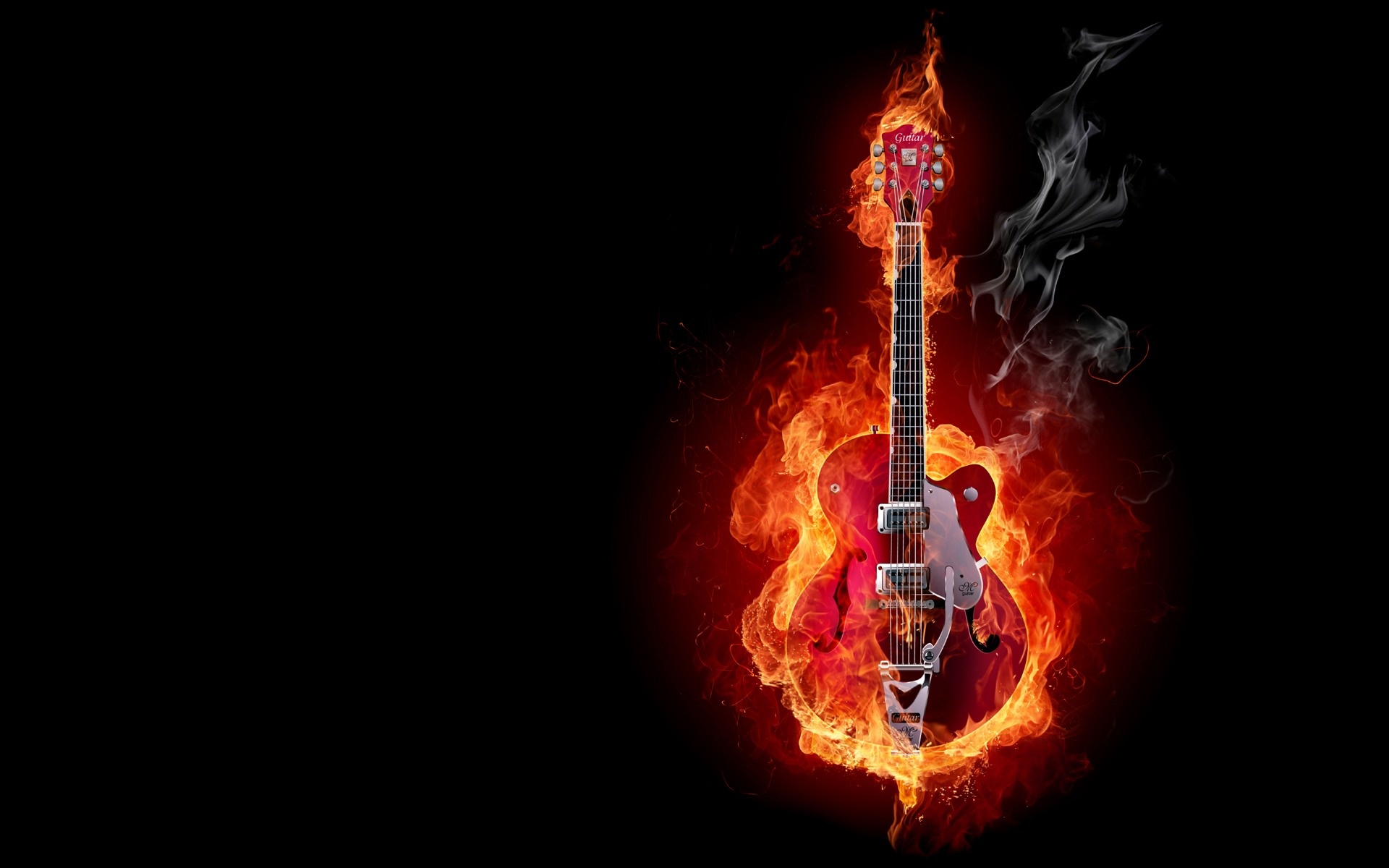 Guitar on fire, Intense rock vibes, Melting strings, Musical combustion, 1920x1200 HD Desktop