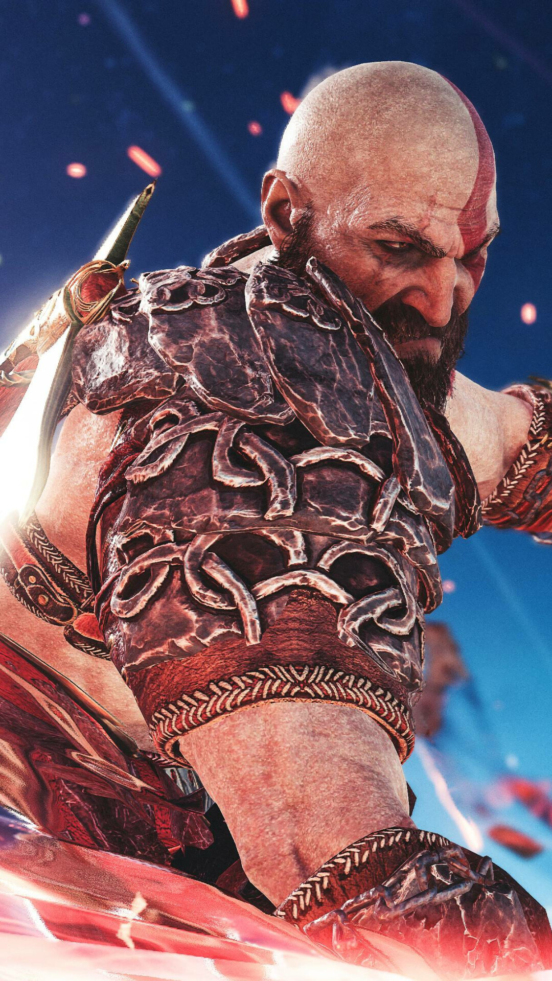 God of War: In designing Kratos, creator and game director David Jaffe attempted to create a character that looked brutal but did not resemble a typical traditional Greek hero. 1080x1920 Full HD Background.
