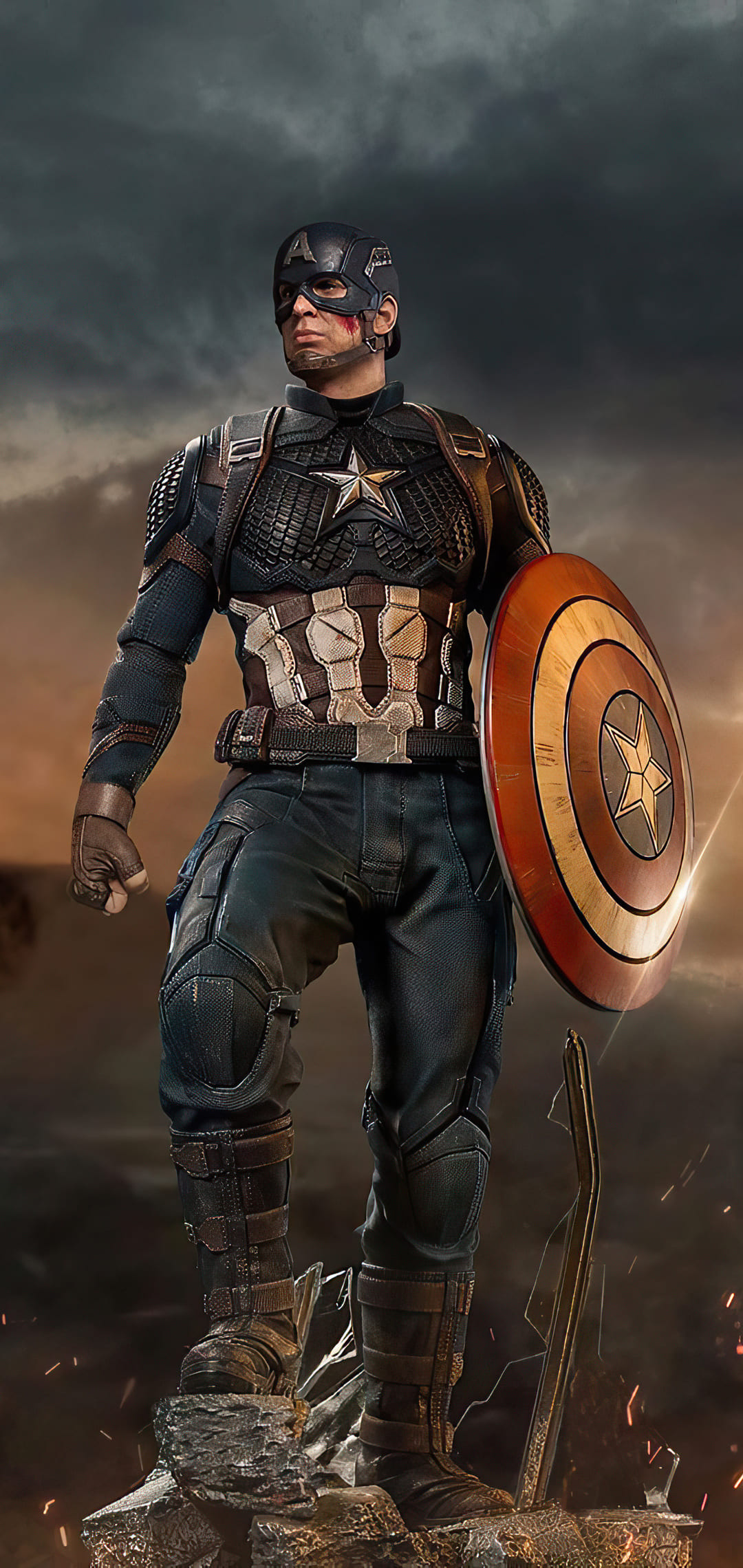 Captain America: Formed a close relationship with SSR agent Peggy Carter. 1080x2280 HD Background.