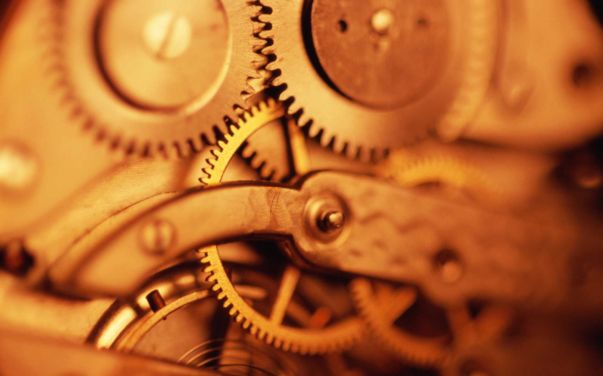 Gear: Mechanical device, A mechanism for transmitting motion by cogs, A watch mechanism. 1920x1200 HD Background.