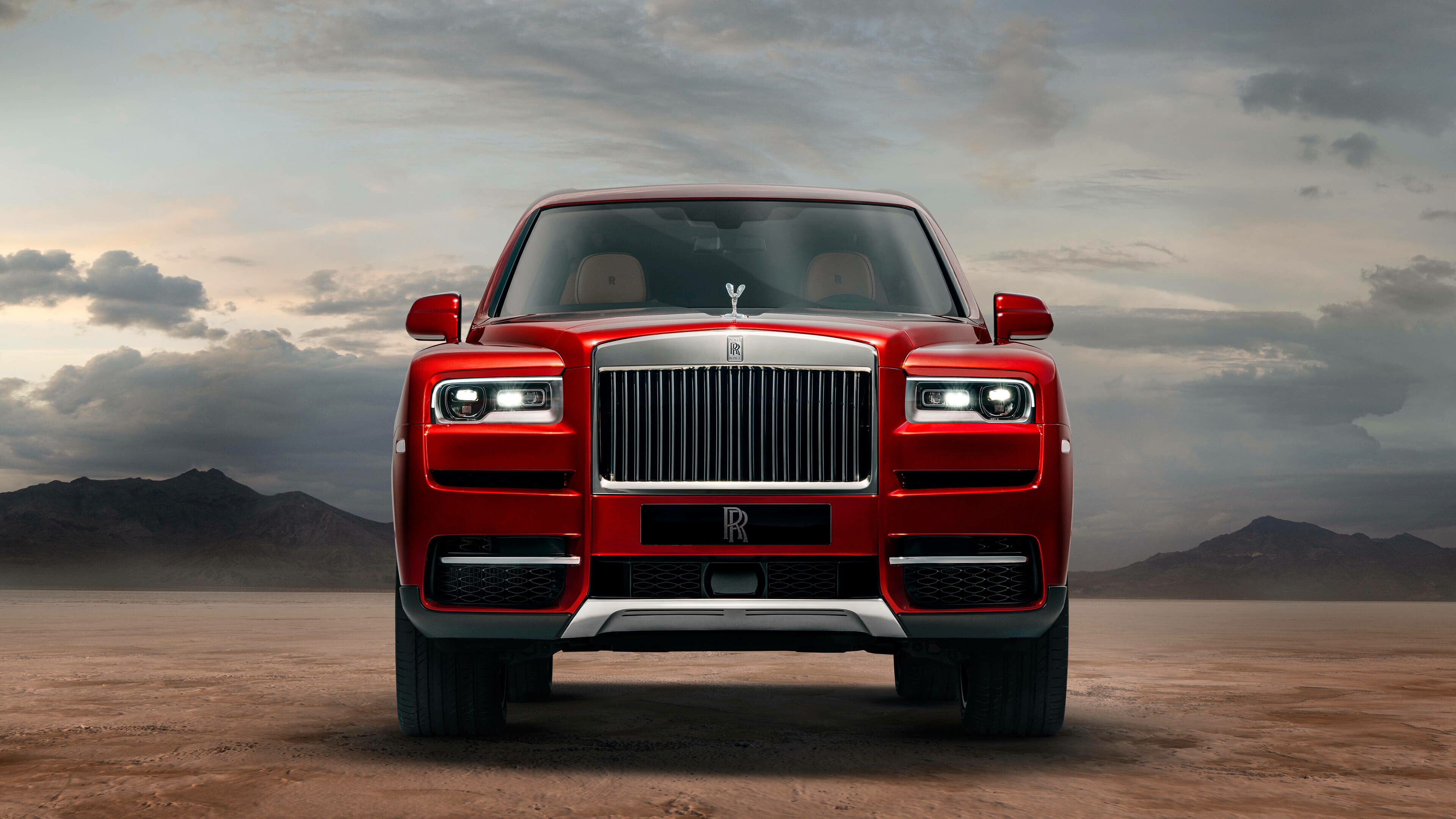 Rolls Royce Cullinan Red Front, SUV luxury, Striking aesthetics, Automotive elegance, 3840x2160 4K Desktop