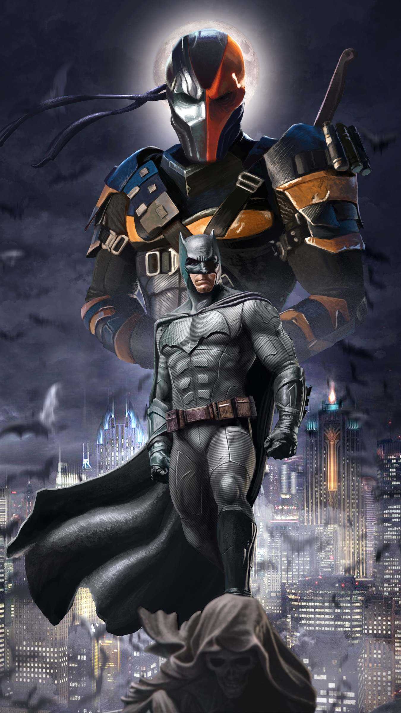 Batman vs Deathstroke, Epic battle, Adrenaline rush, 1350x2400 HD Phone