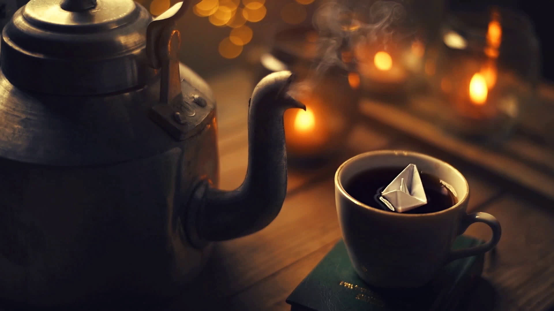 Tea: Breakfast teas, generally a blend of different robust, full-bodied black teas that are often drunk with milk. 1920x1080 Full HD Background.