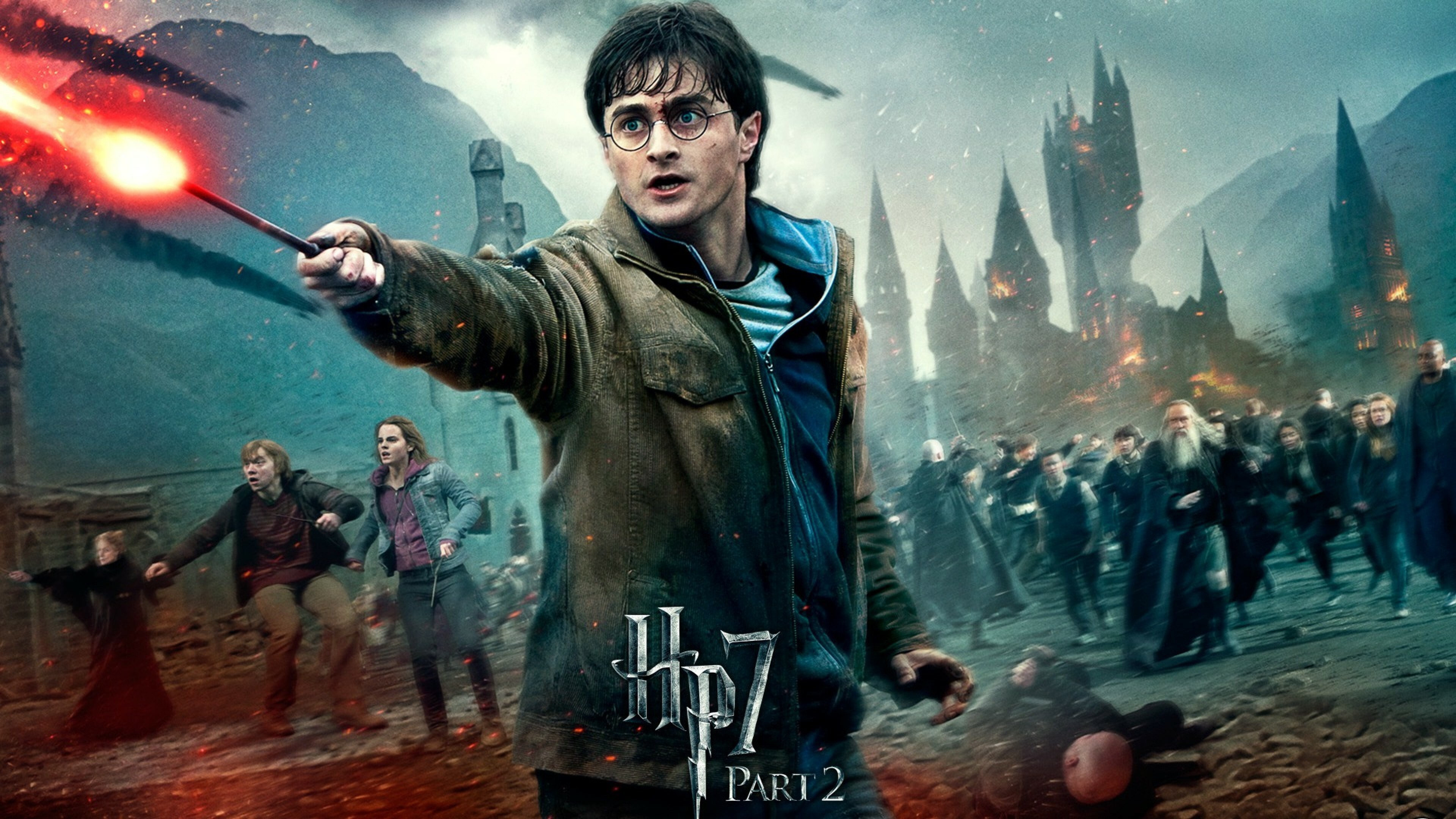 Harry Potter: HP Deathly Hallows, Part 2, A 2011 fantasy film directed by David Yates and distributed by Warner Bros. Pictures. 3840x2160 4K Background.