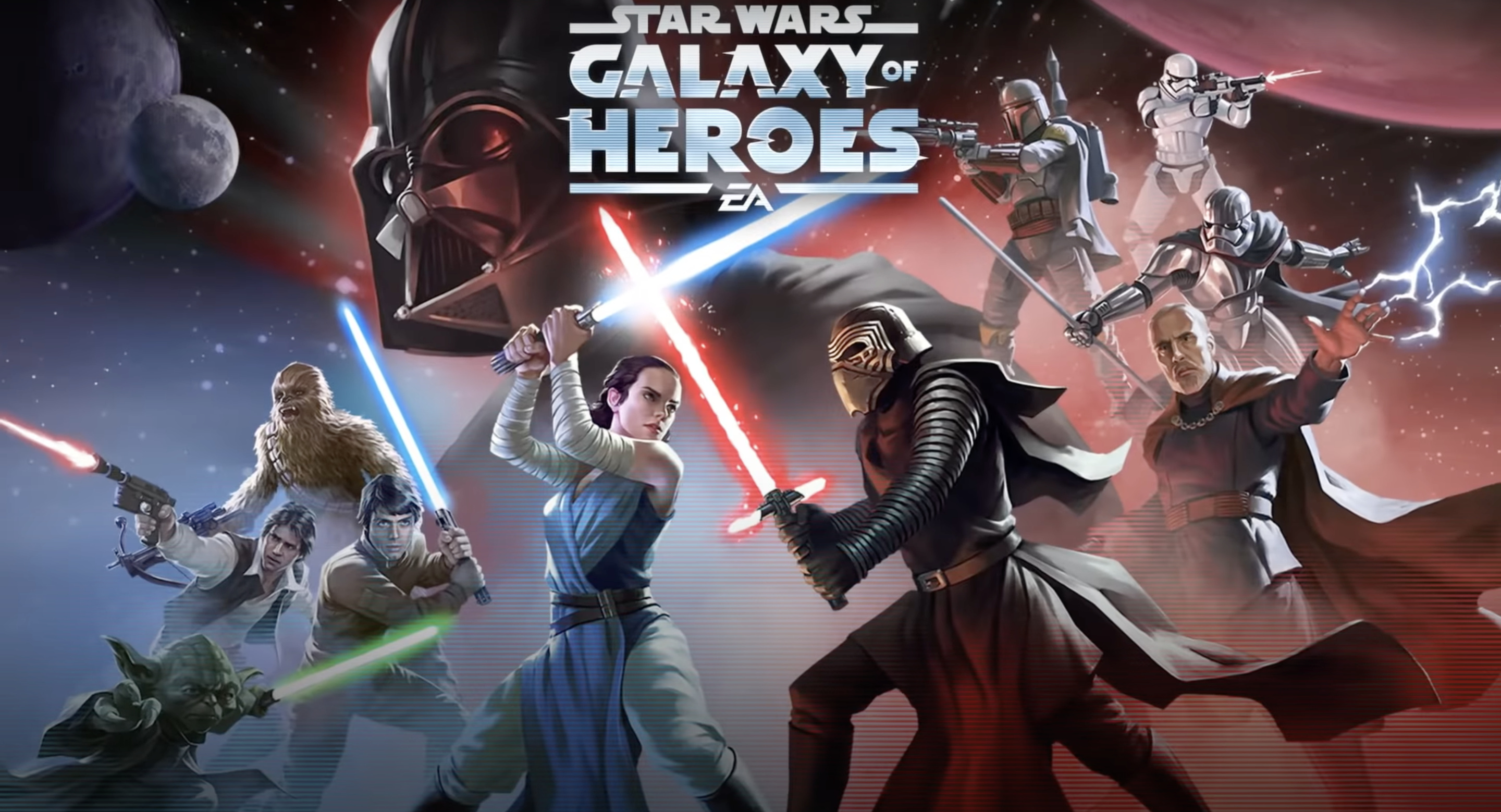 Star Wars: Galaxy of Heroes: The game allowing players to collect characters from the prequel trilogy, EA. 2880x1560 HD Background.