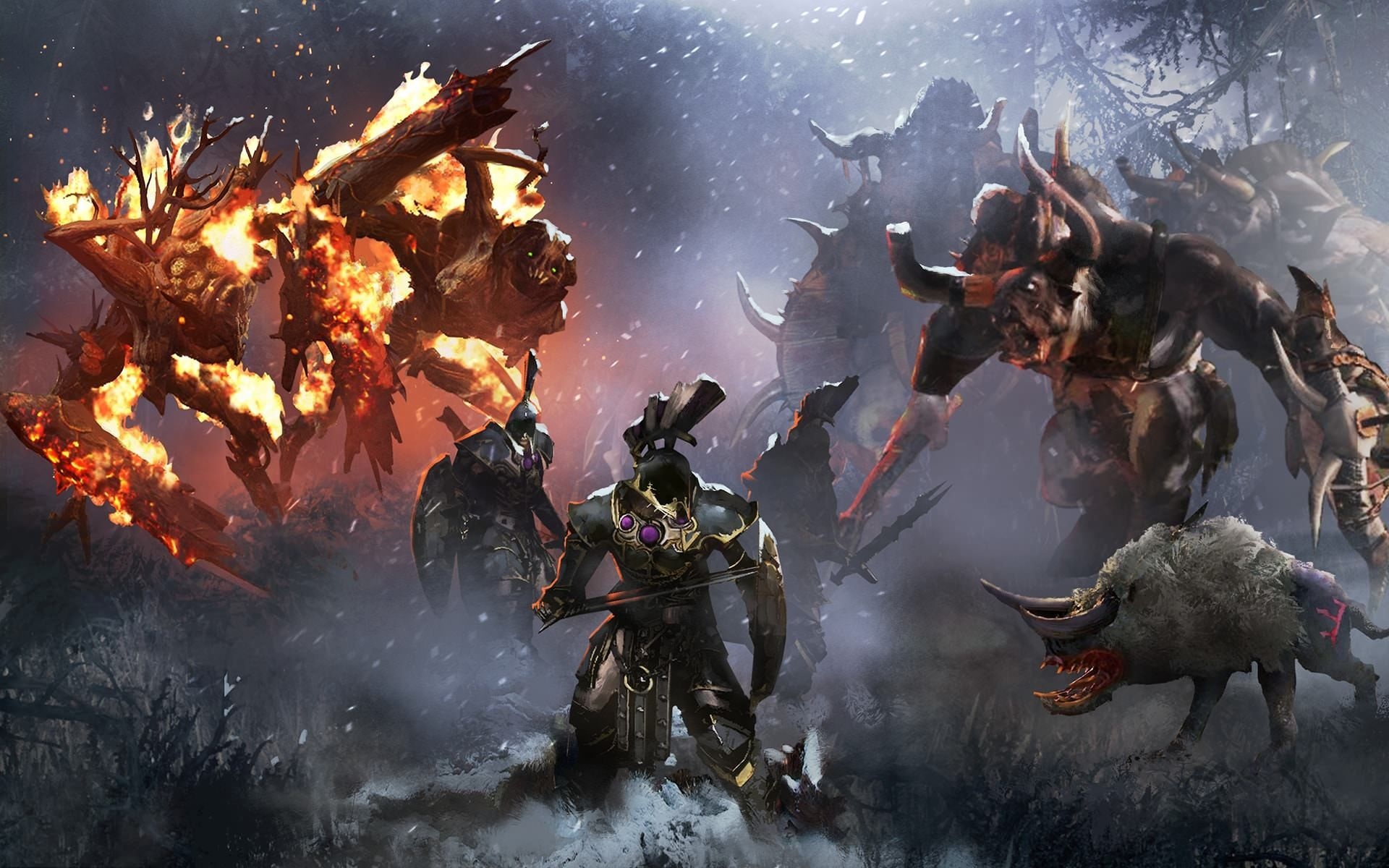 Total War: Warhammer III: Khorne, Tzeentch, Nurgle, Slaanesh, A Daemon Prince. 1920x1200 HD Background.