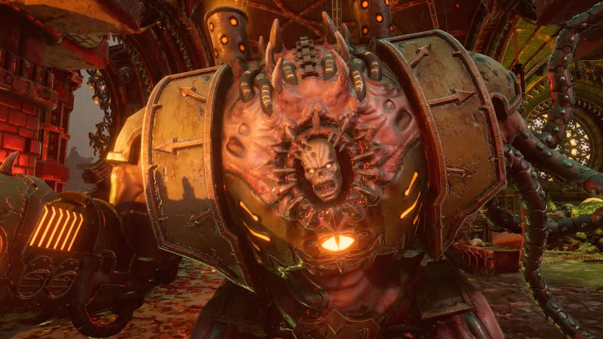 Warhammer 40 000: Chaos Gate - Daemonhunters: Death Guard traitor astartes, A Daemon-Prince of Nurgle called Kadex Ilkarion. 1920x1080 Full HD Background.