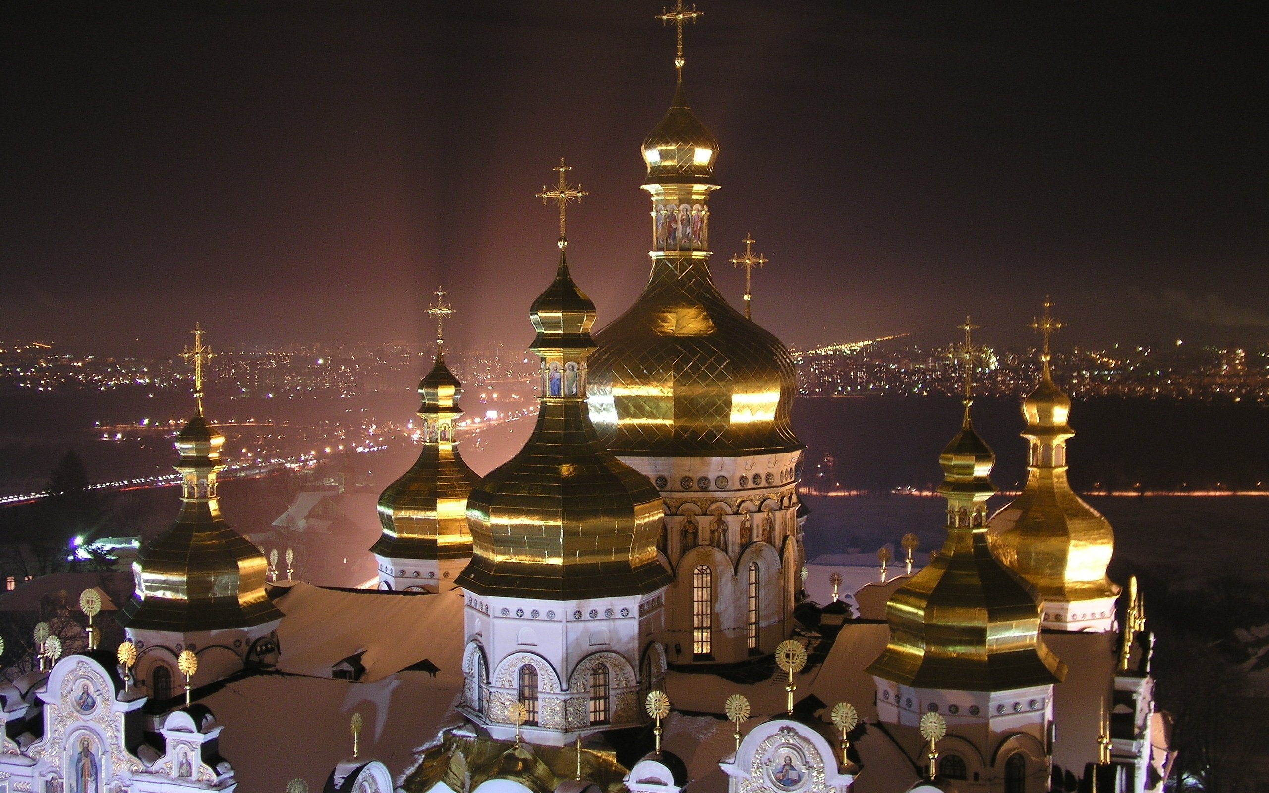 Kyiv at night, Illuminated cityscape, Majestic city views, Dnieper river, 2560x1600 HD Desktop