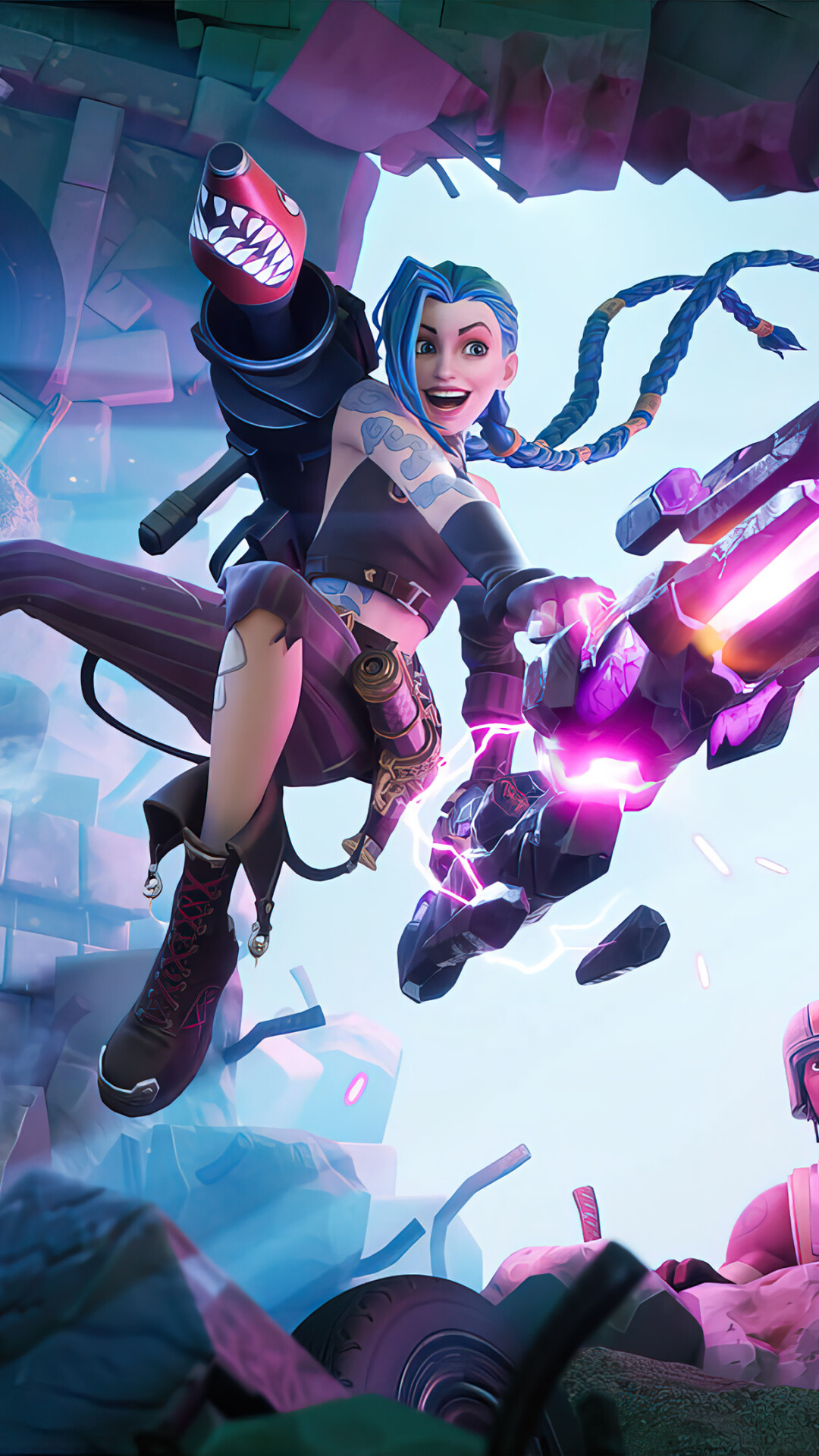 Fortnite: Arcane Jinx, Gaming Legends Series Outfit. 1080x1920 Full HD Background.