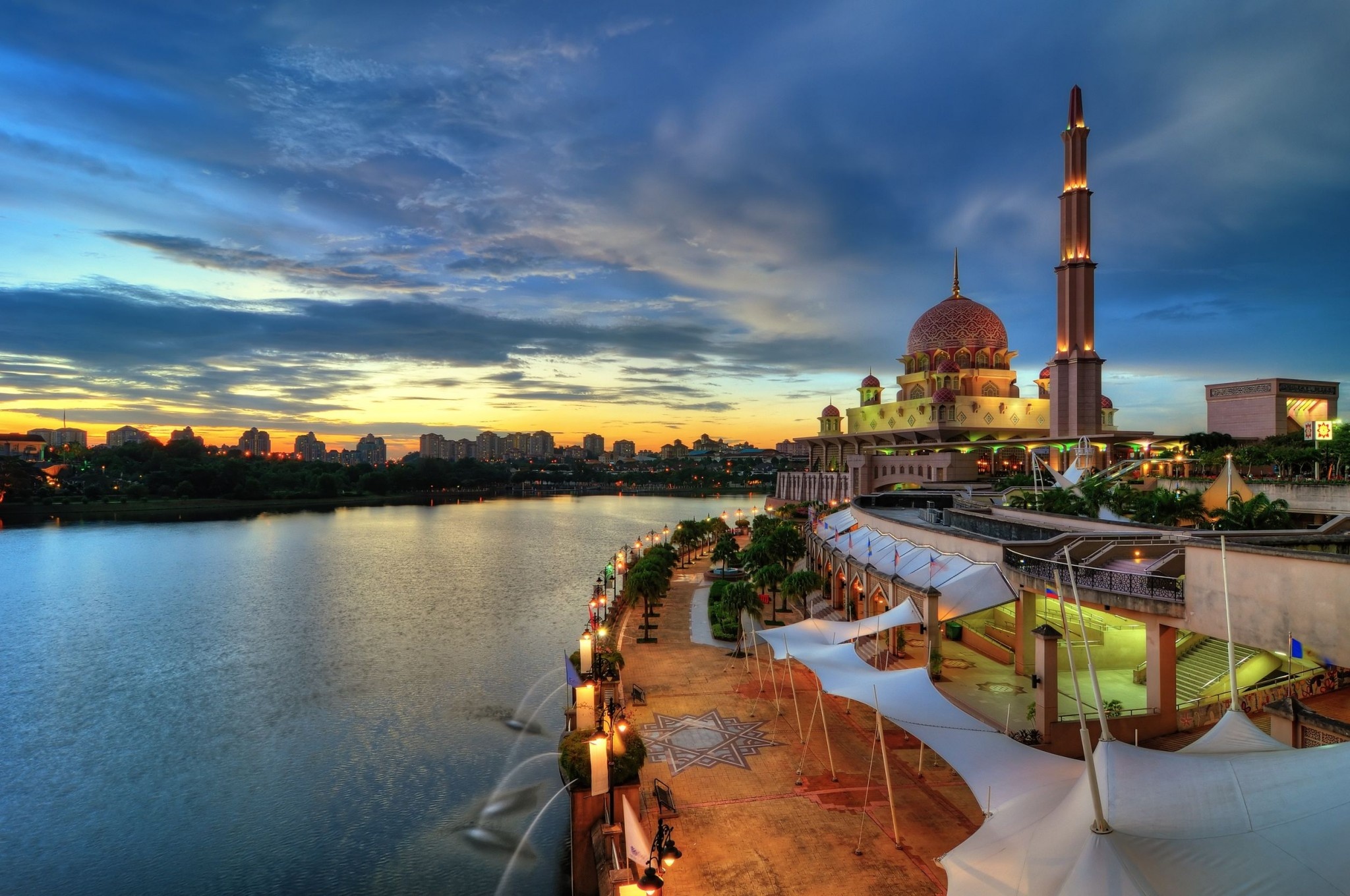 Putrajaya, Modern metropolis, Majestic Putra Mosque, Serene lakeside views, 2050x1360 HD Desktop