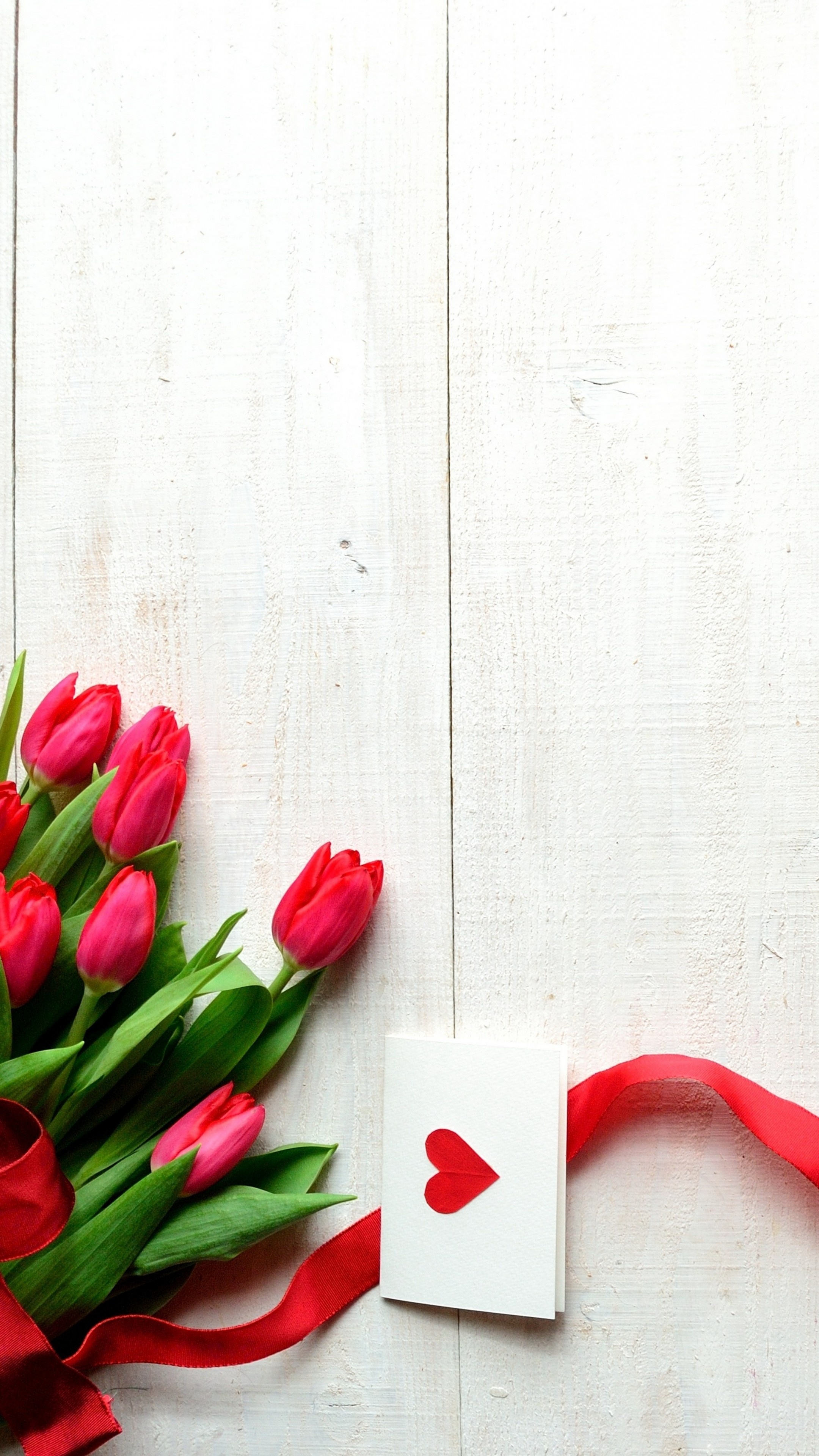 Wallpaper Valentine's Day, 5k, 4k wallpaper, 8k, flowers, tulips, hearts, ribbon, love, Nature #455 2160x3840