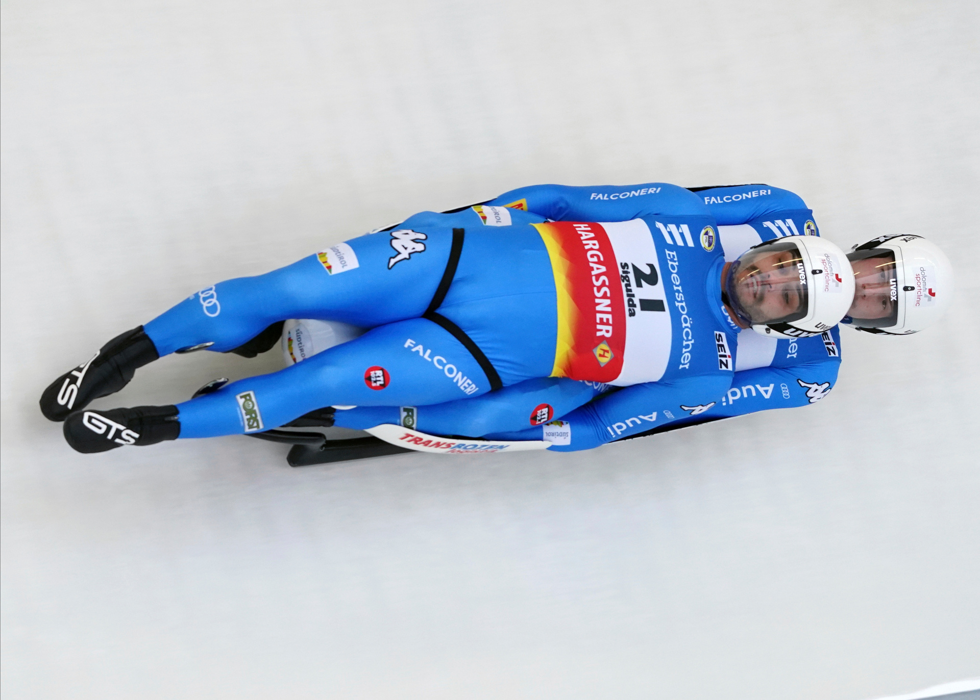 Luge: The FIL Luge World Cup in Sigulda, Latvia, An international competitive winter sports event. 1920x1380 HD Background.