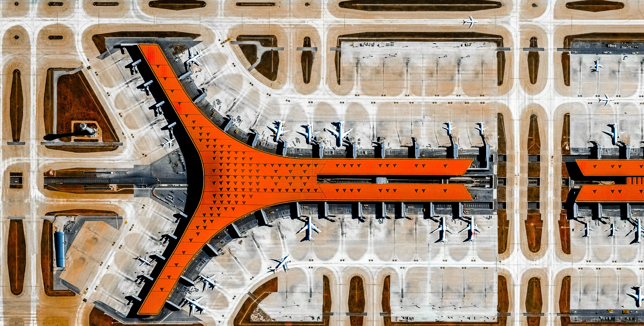 Beijing Capital International Airport, Voyager edition, Ultra-distance, Aerial view, 2500x1270 HD Desktop