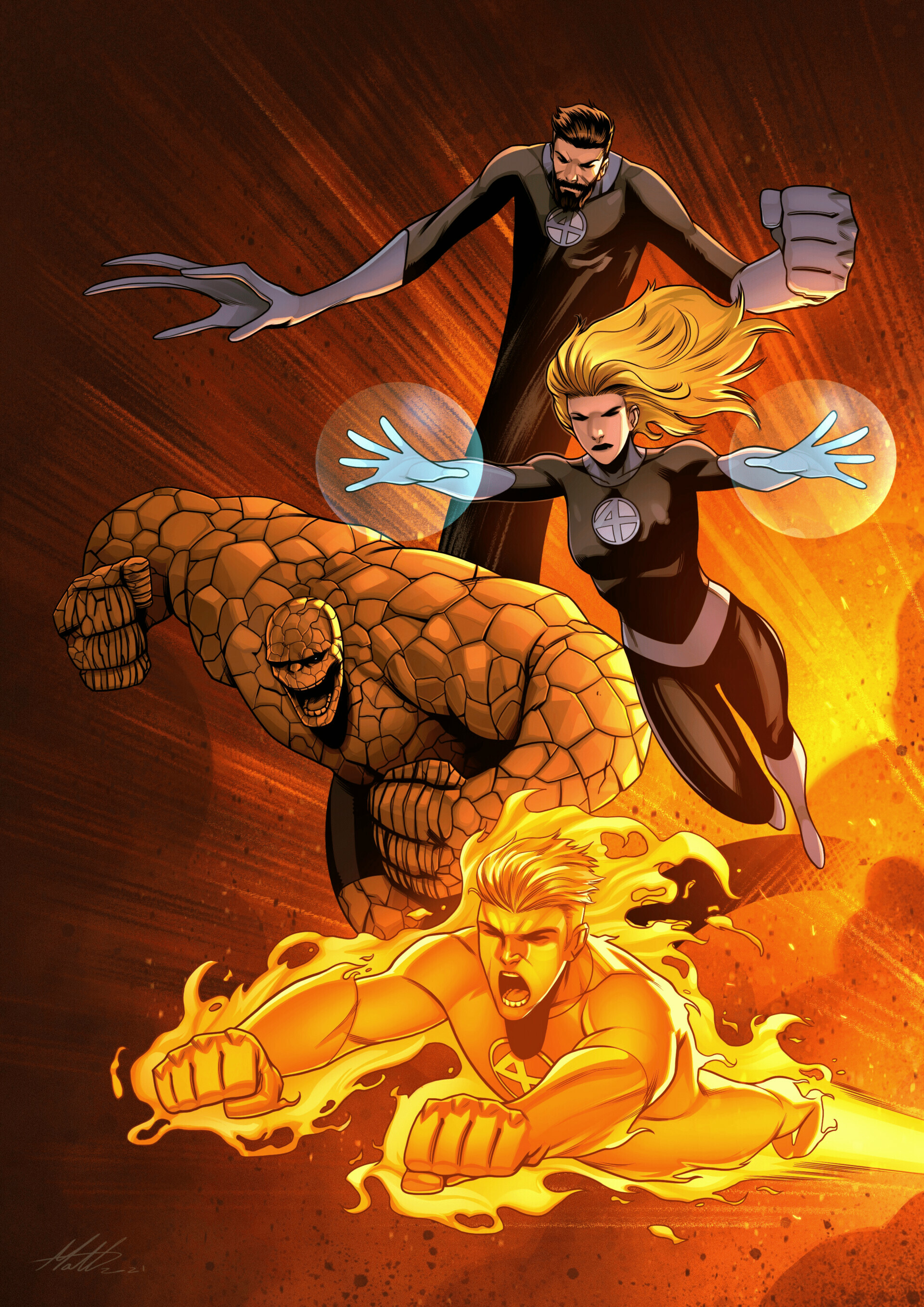 Fantastic 4: MCU, Invisible Woman, Human Torch, The Thing. 1920x2720 HD Background.