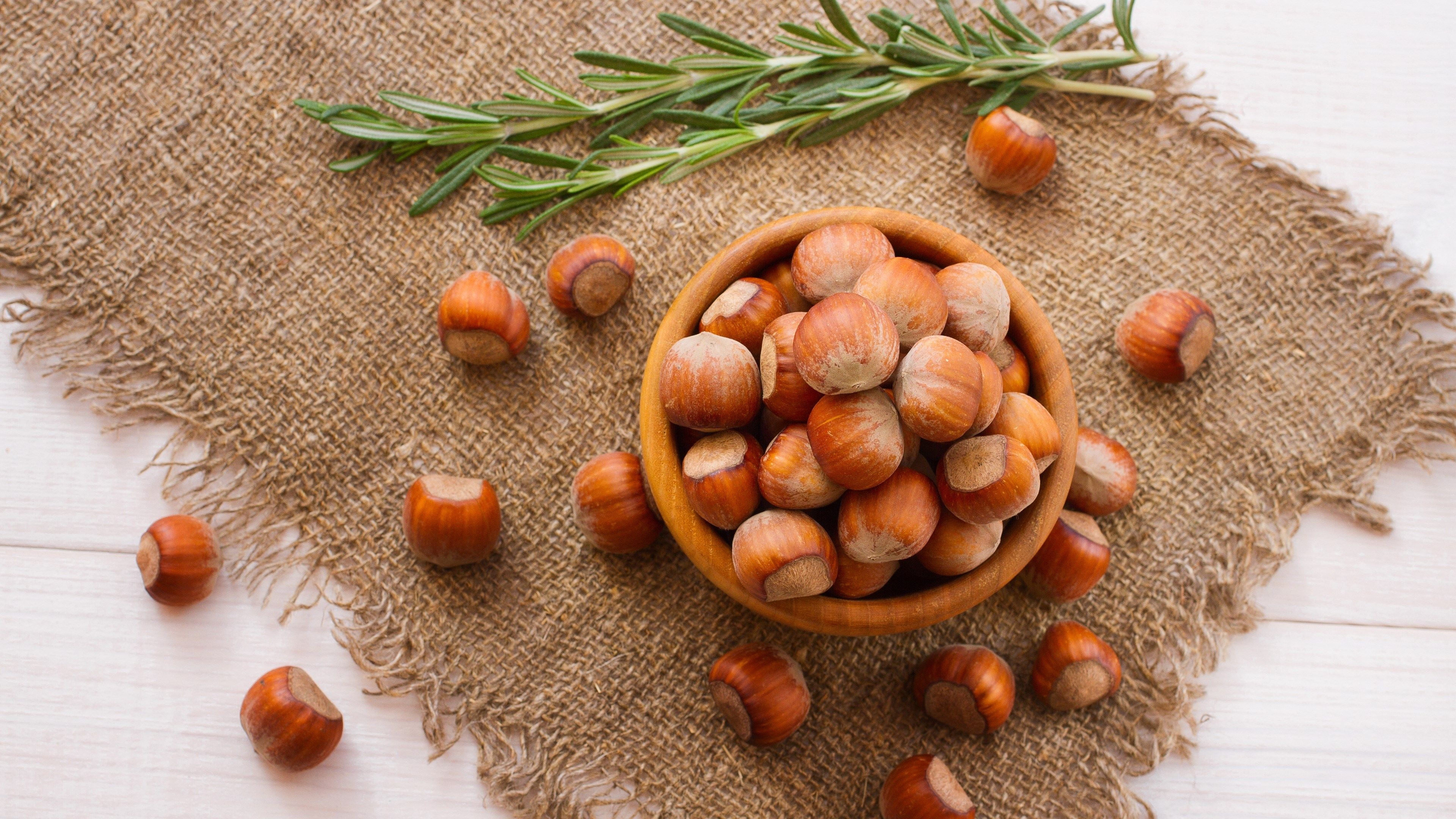 Nuts: Hazelnut, Rich in monounsaturated fatty acids. 3840x2160 4K Background.