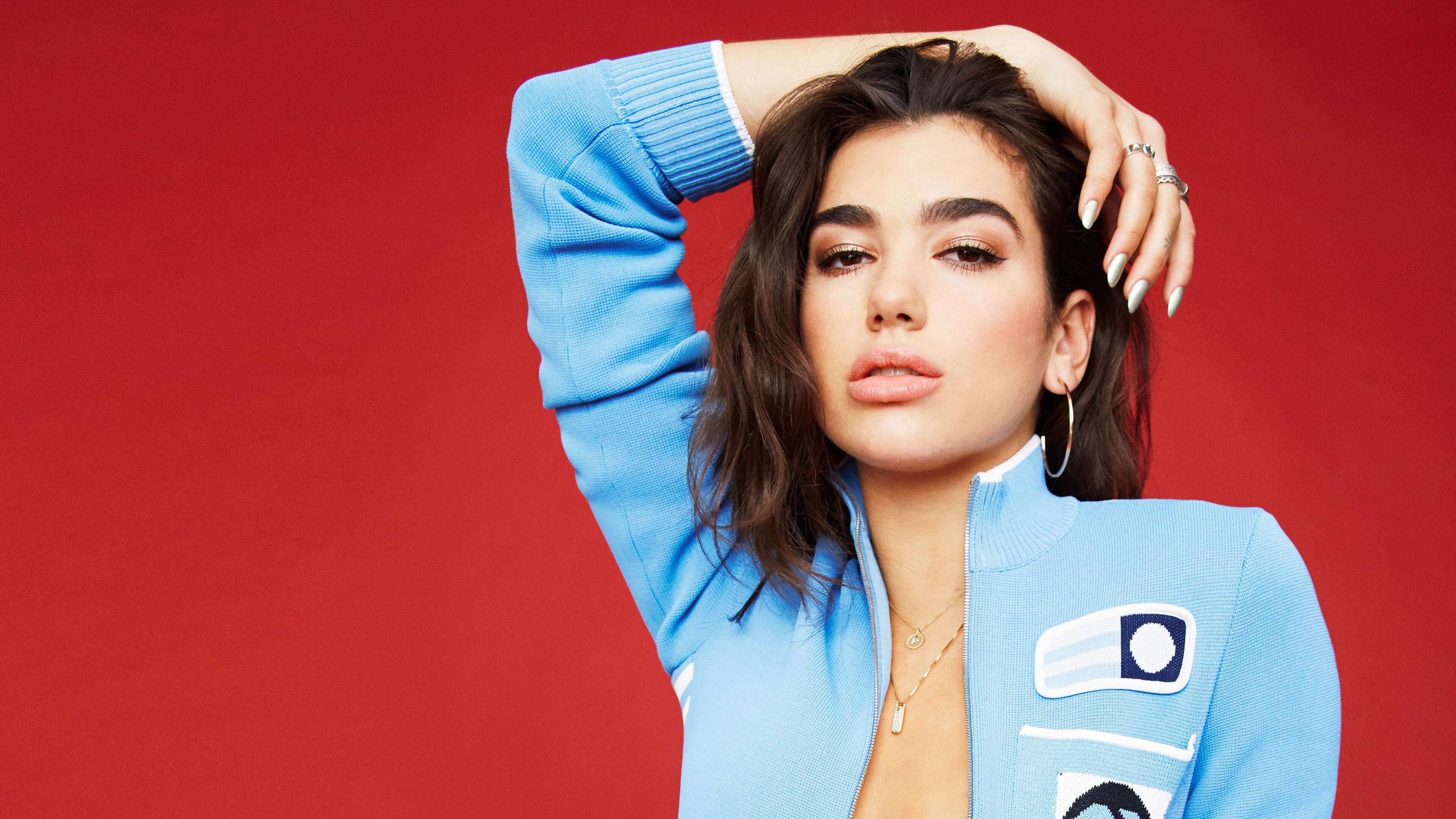 Dua Lipa: "No Lie" and "New Rules", each have over 1 billion views on YouTube. 3840x2160 4K Wallpaper.