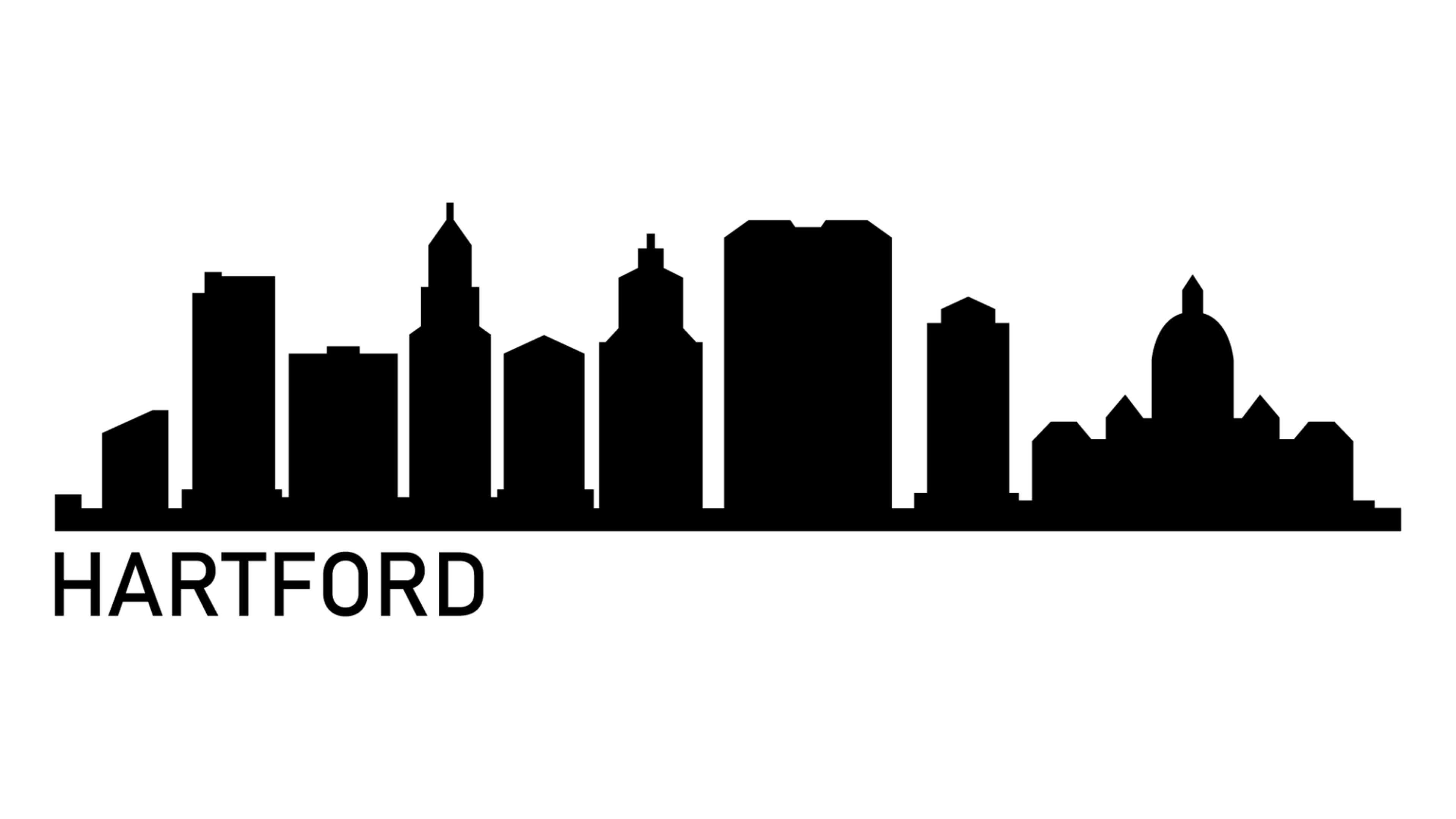 Hartford skyline, White background, Stock video footage, City views, 3840x2160 4K Desktop
