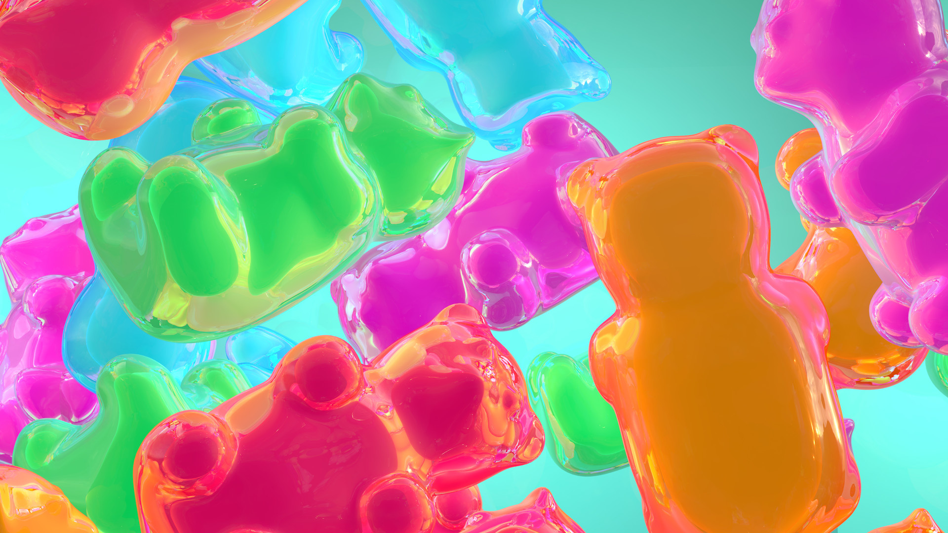 Gummy Bears, 3D art, Edible sculptures, Playful and colorful, 1920x1080 Full HD Desktop
