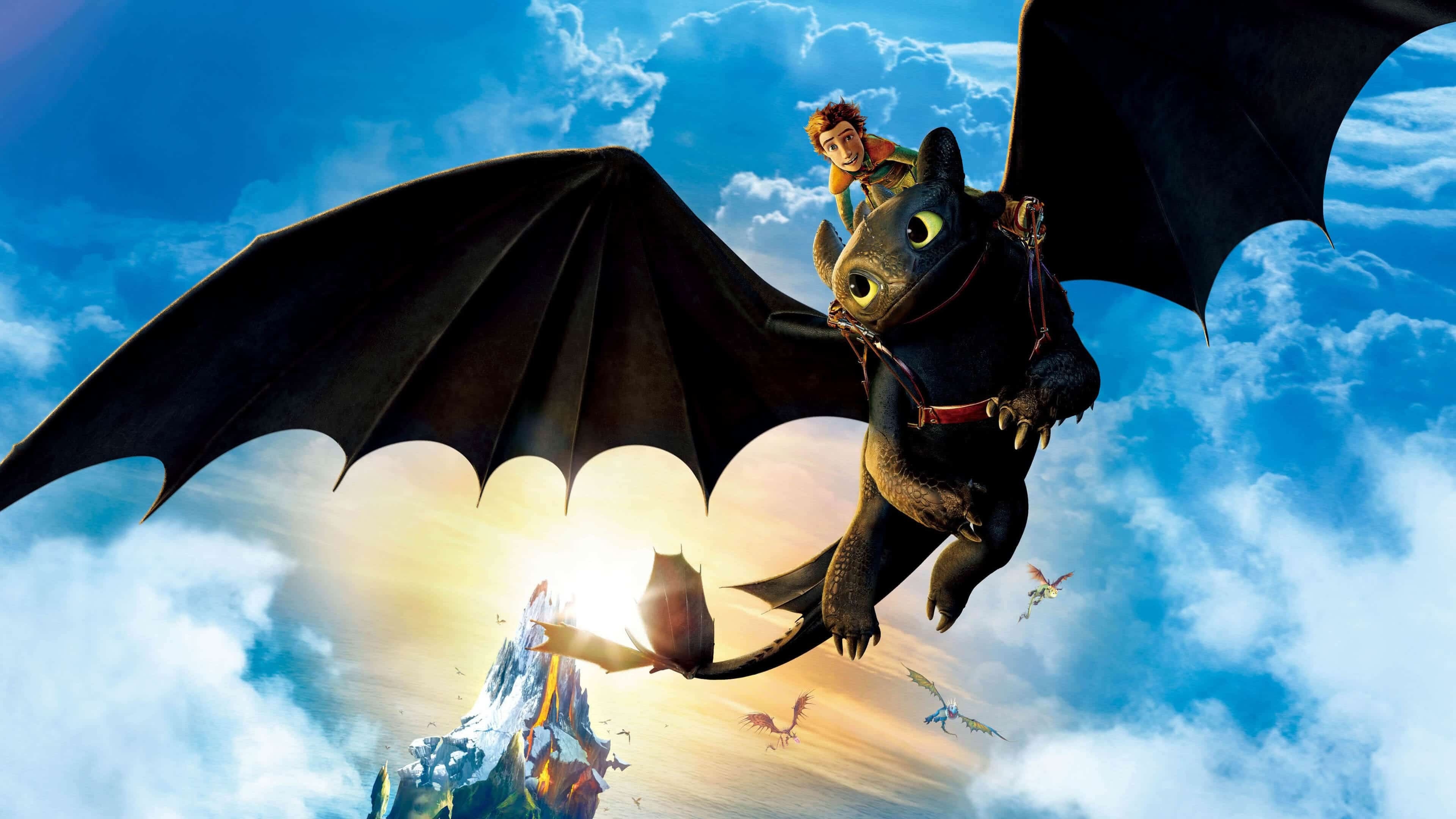 DreamWorks: How to Train Your Dragon: The Hidden World, Hiccup, Toothless. 3840x2160 4K Background.