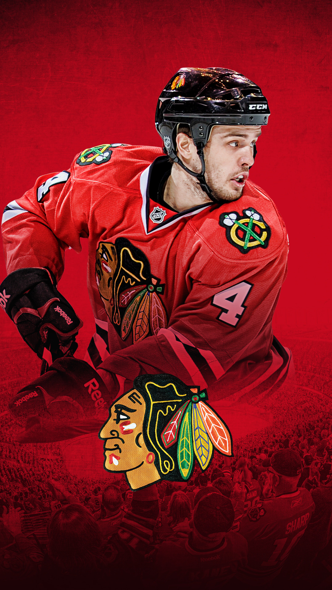 Chicago Blackhawks: Patrick Kane, an American professional ice hockey right winger. 1080x1920 Full HD Background.