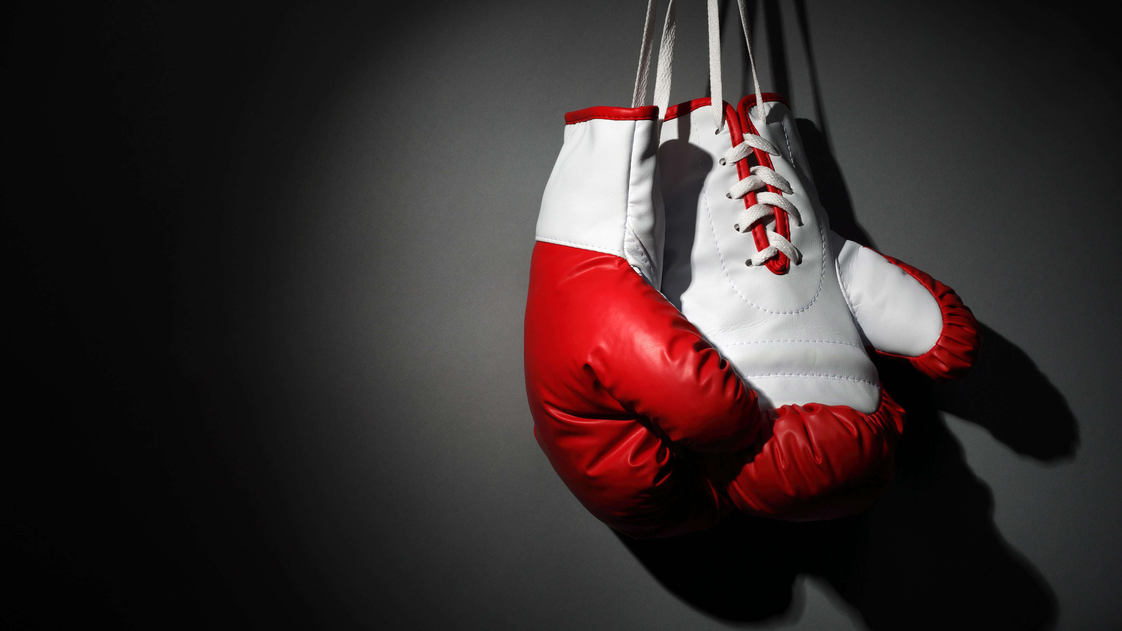 Combat Sports: Boxing Gloves, Athlete's Hands Protection, Gloves Approved by International Boxing Association. 3840x2160 4K Wallpaper.
