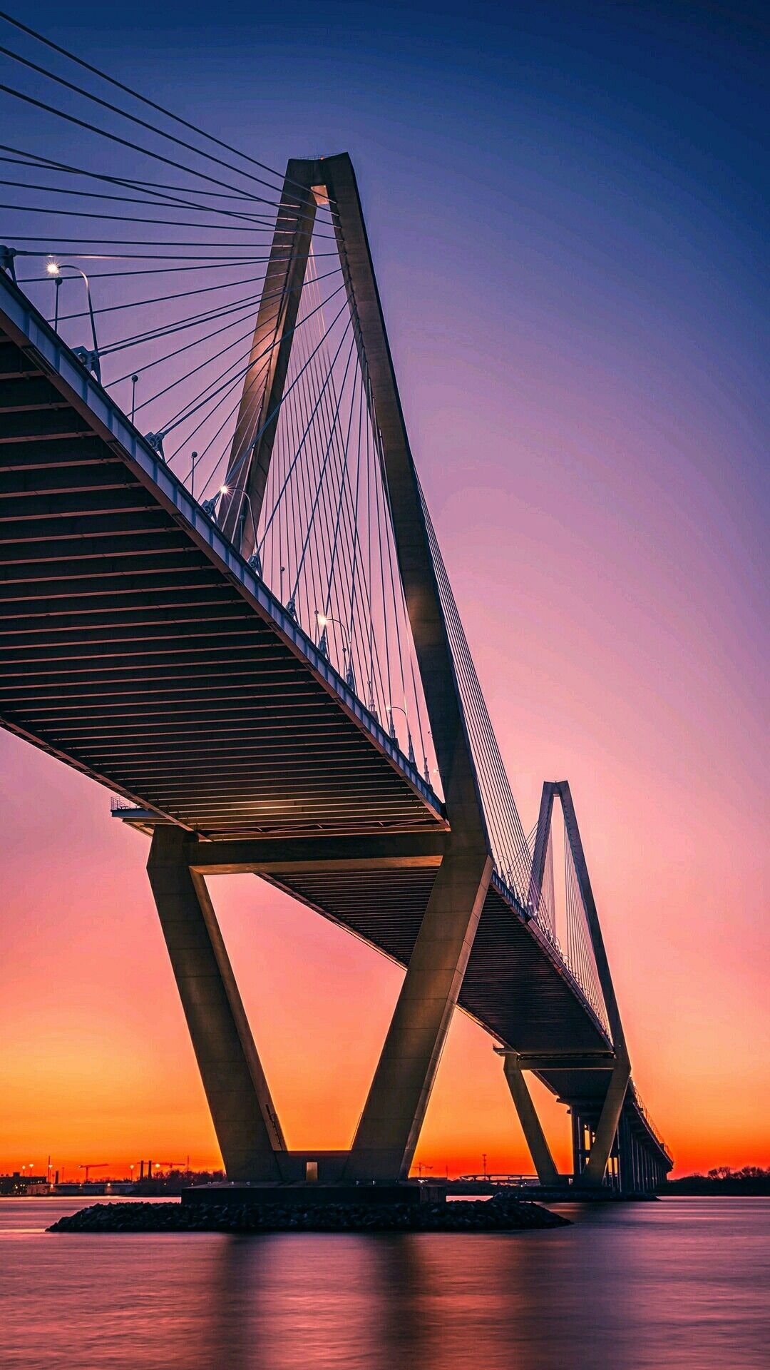 Bridge: The Cooper River Span, Downtown Charleston to Mount Pleasant, South Carolina, USA. 1080x1920 Full HD Wallpaper.