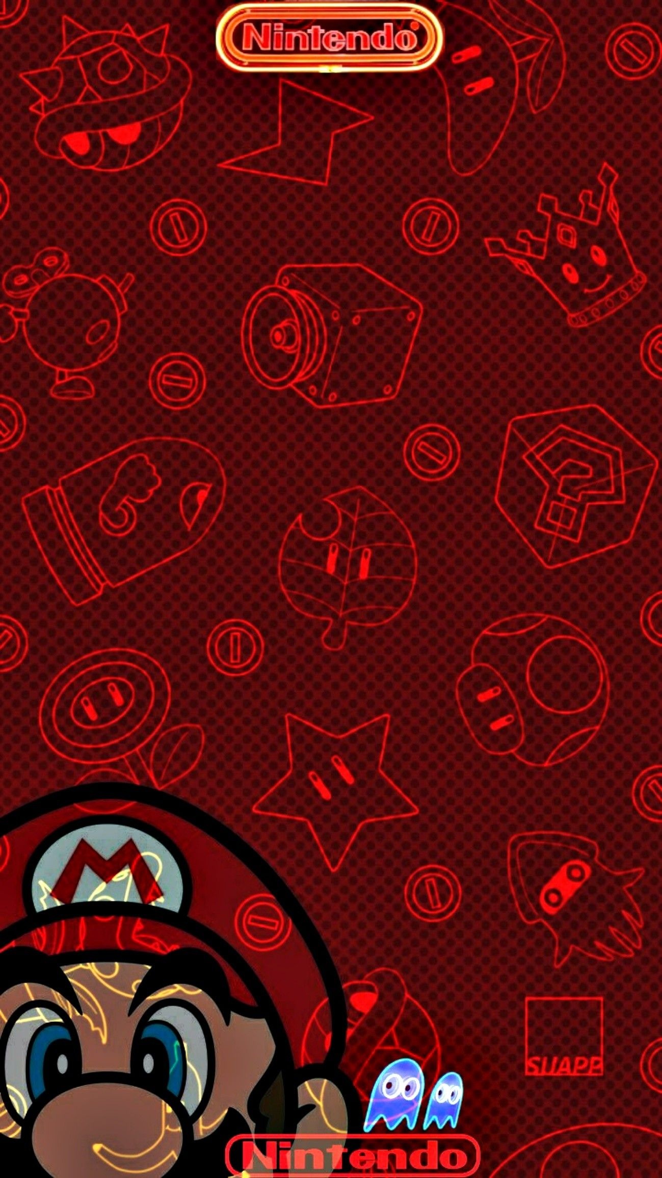 Nintendo camouflage wallpaper, Apple logo design, Gaming aesthetics, Creative fusion, 1300x2310 HD Phone