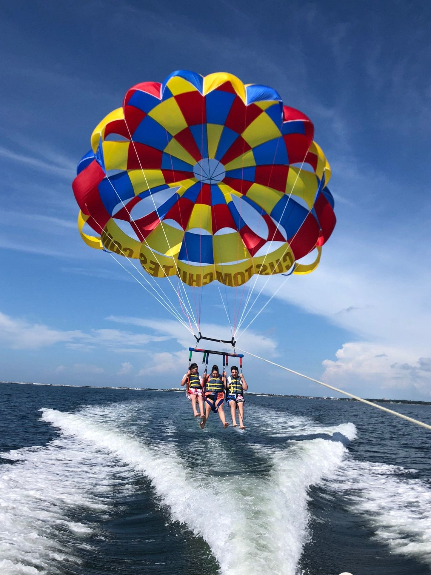 Parasailing: The amazing view, A skilled crew, The descent, The harness, Watersports attraction. 1520x2020 HD Background.