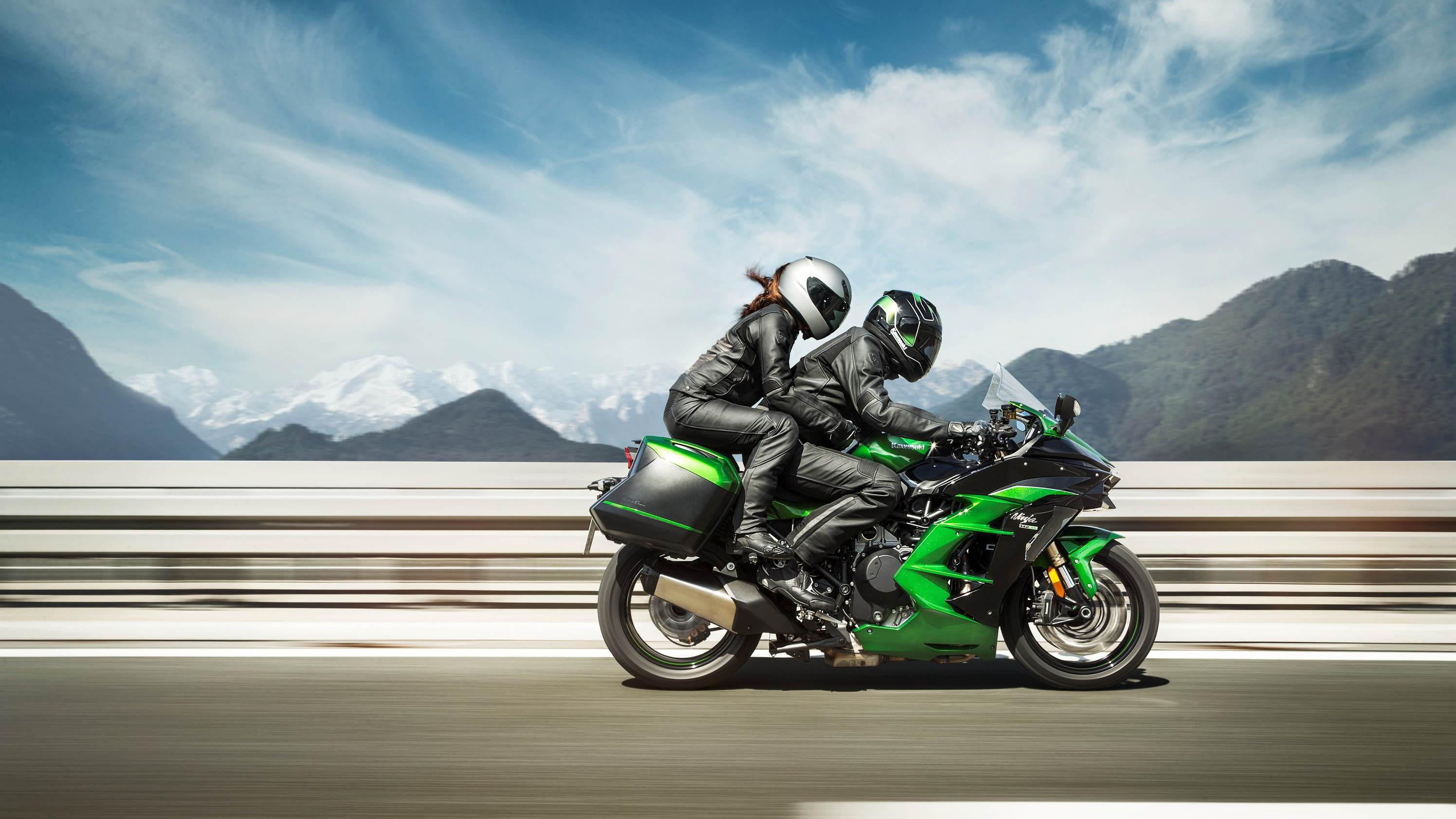 Kawasaki Ninja H2, High-speed performance, Sleek design, Cutting-edge technology, 3000x1690 HD Desktop