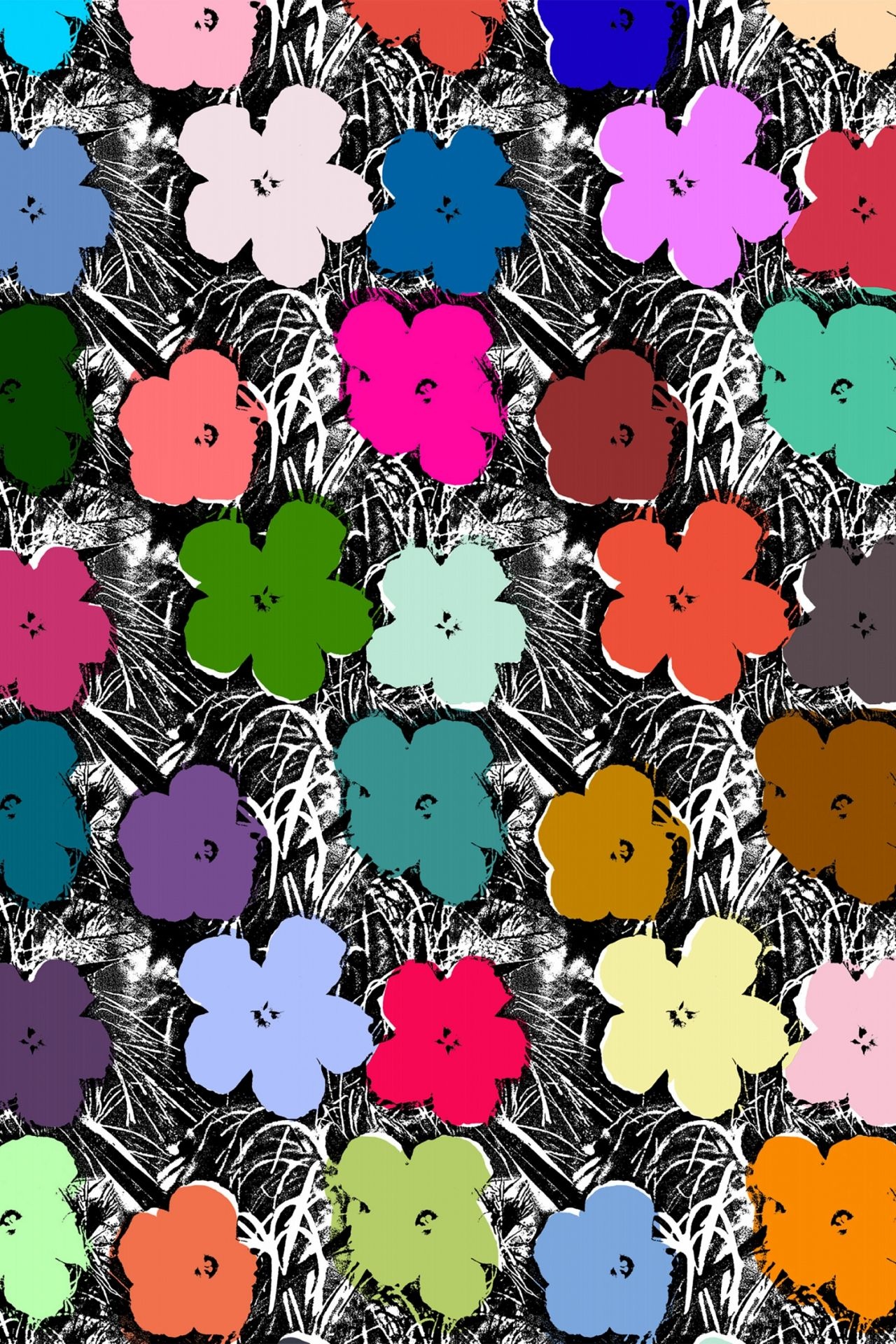 Andy Warhol, Small flowers ez flavor paper, Bold patterns, Colorful designs, 1280x1920 HD Phone