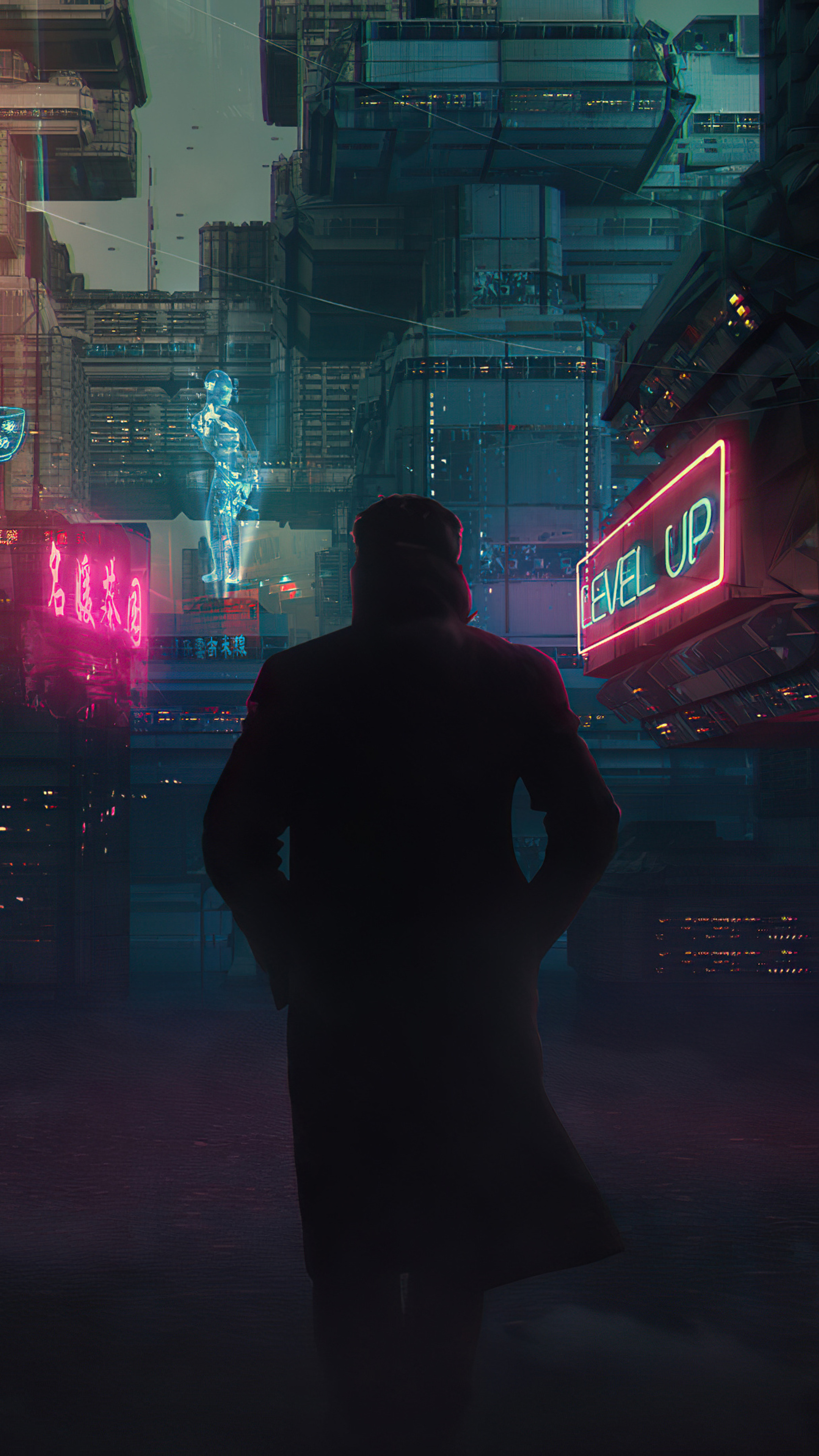 Blade Runner 2049 cyberpunk alley, 4K Sony Xperia wallpapers, HD images, 2160x3840 4K Handy