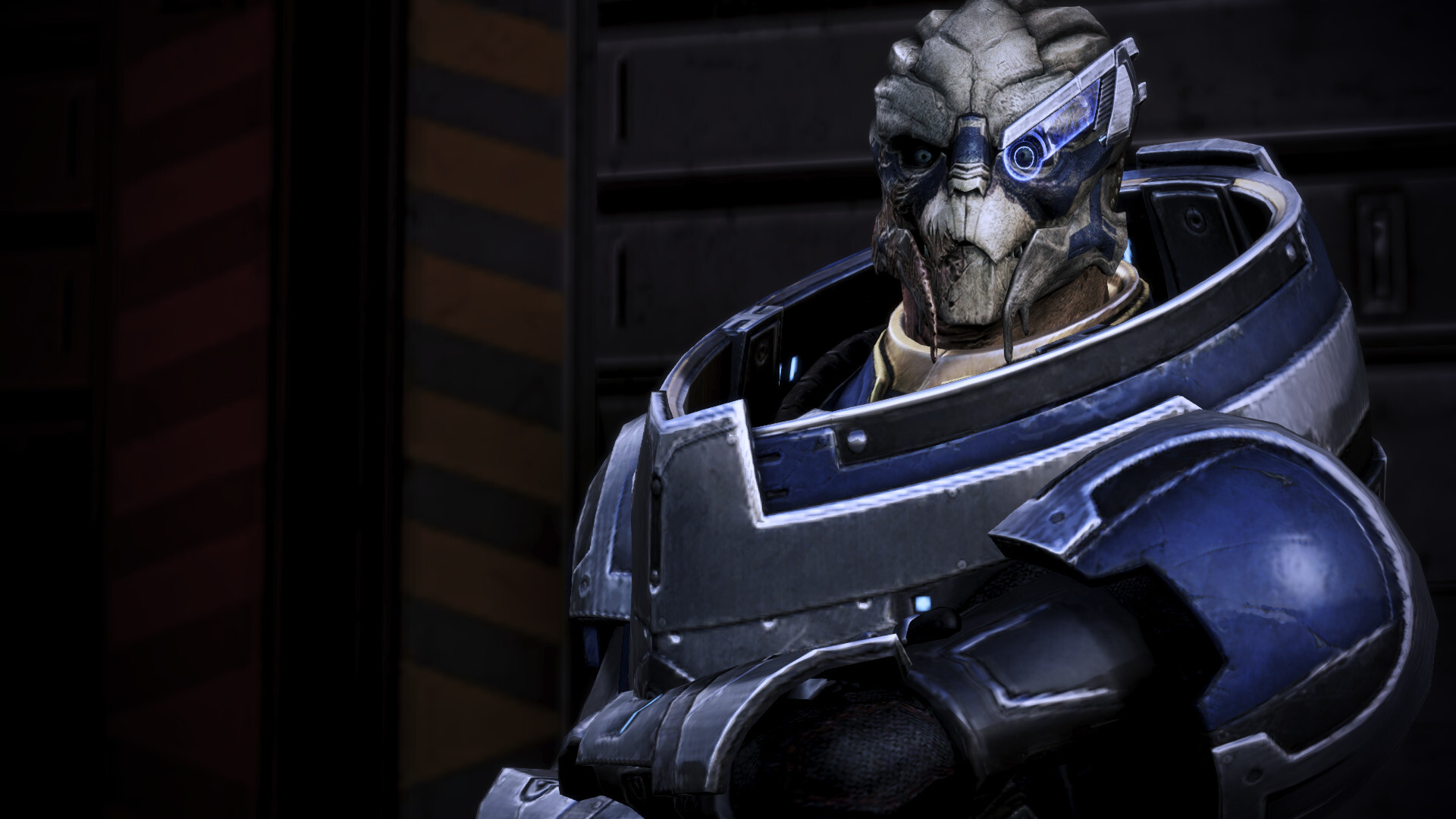 Garrus Vakarian: Turian General and a brave warrior, Expert sniper, Squad leader and a member of Shepard's team. 1920x1080 Full HD Background.