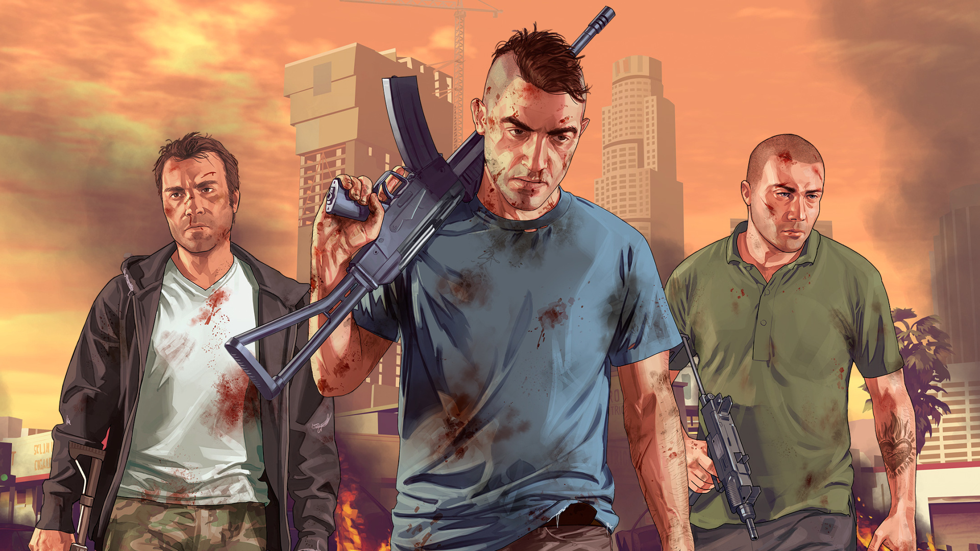 GTA 5, Grand Theft Auto characters, Action-packed gameplay, Gaming wallpapers, 1920x1080 Full HD Desktop