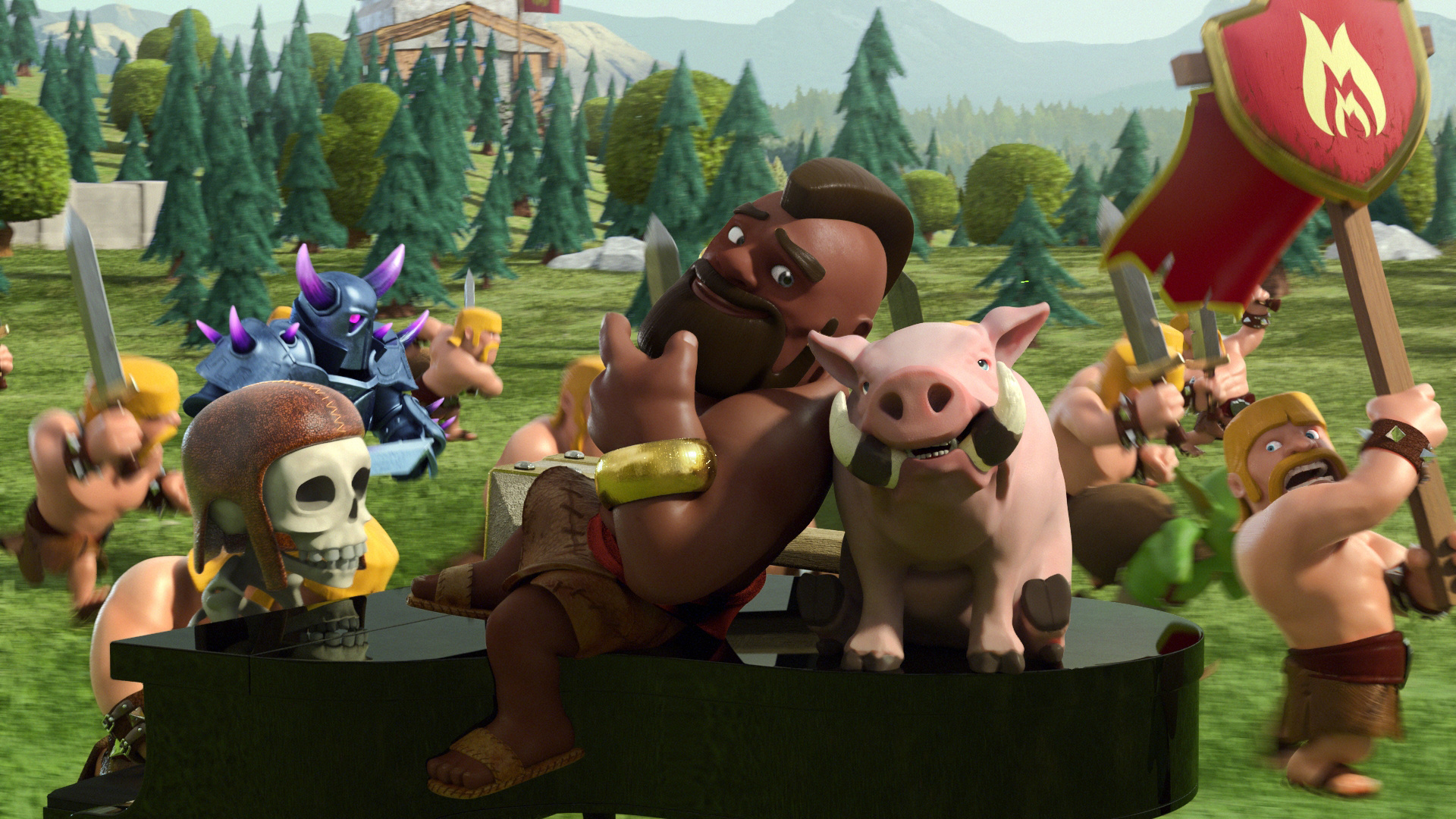 Clash of Clans: The Hog Rider, One of the best troop types for drawing out Clan Castle troops. 1920x1080 Full HD Wallpaper.