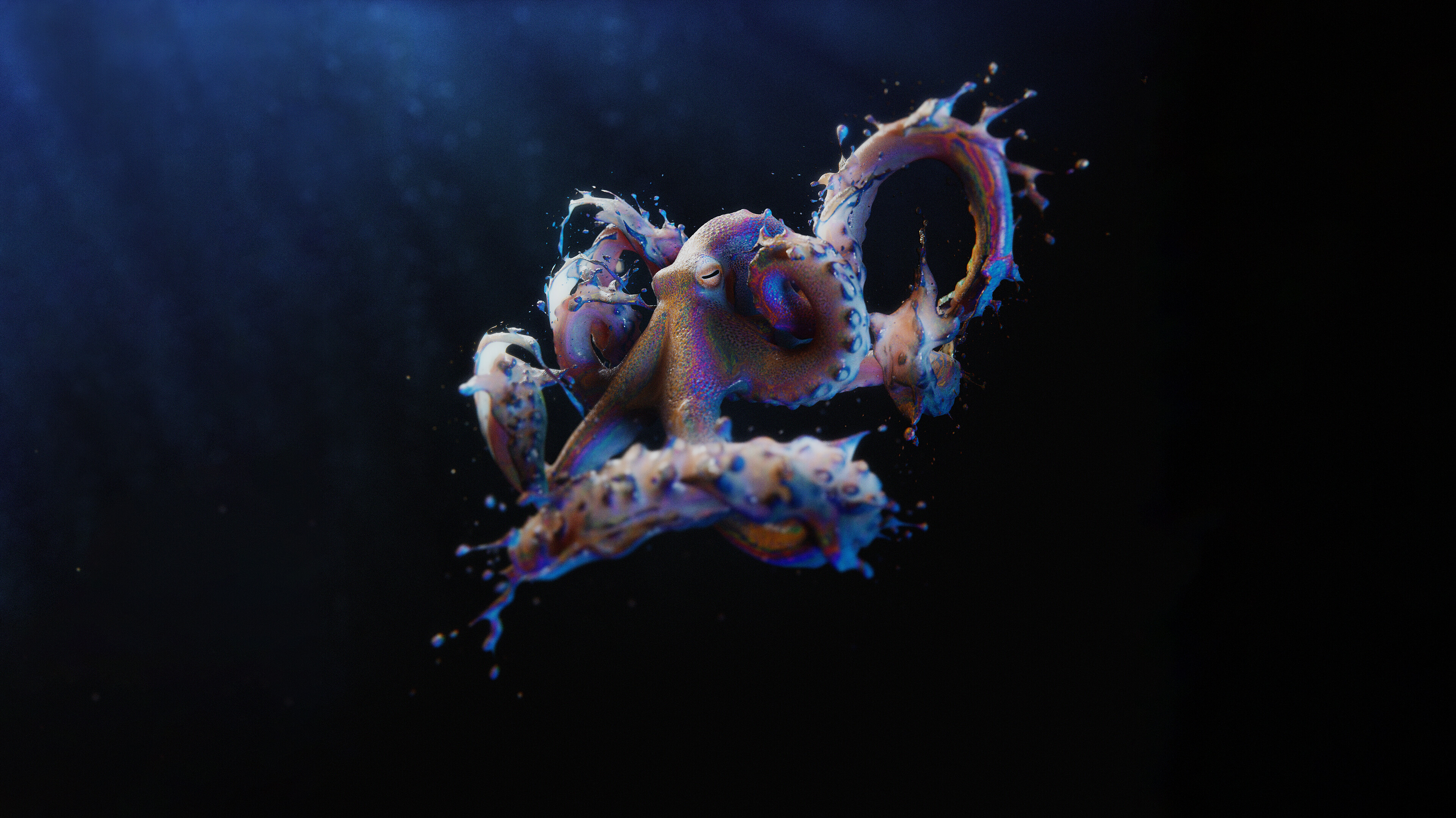 Splashing octopus, Blender artists' masterpiece, Artistic project, Community collaboration, 3840x2160 4K Desktop